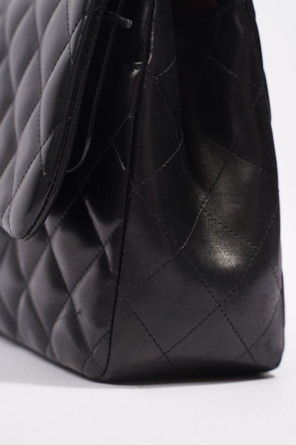 Chanel Double Flap Bag Black Lambskin Leather Large