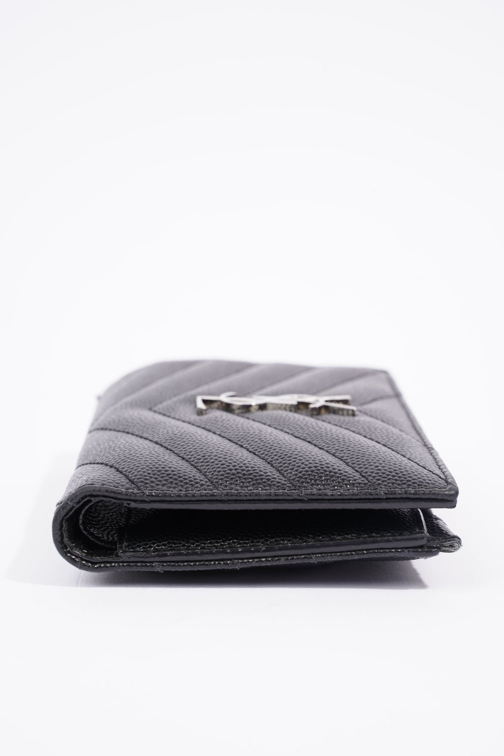Saint Laurent Womens Quilted Bifold Wallet Black Leather Small