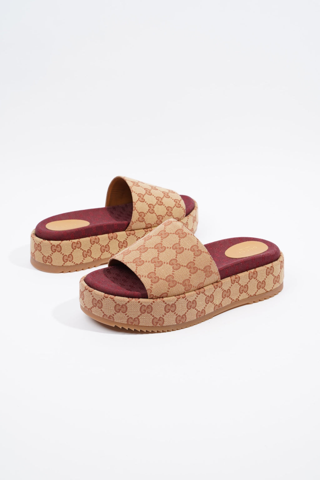 Gucci Womens Angelina GG Monogram Slides Tan EU 41 / UK 8