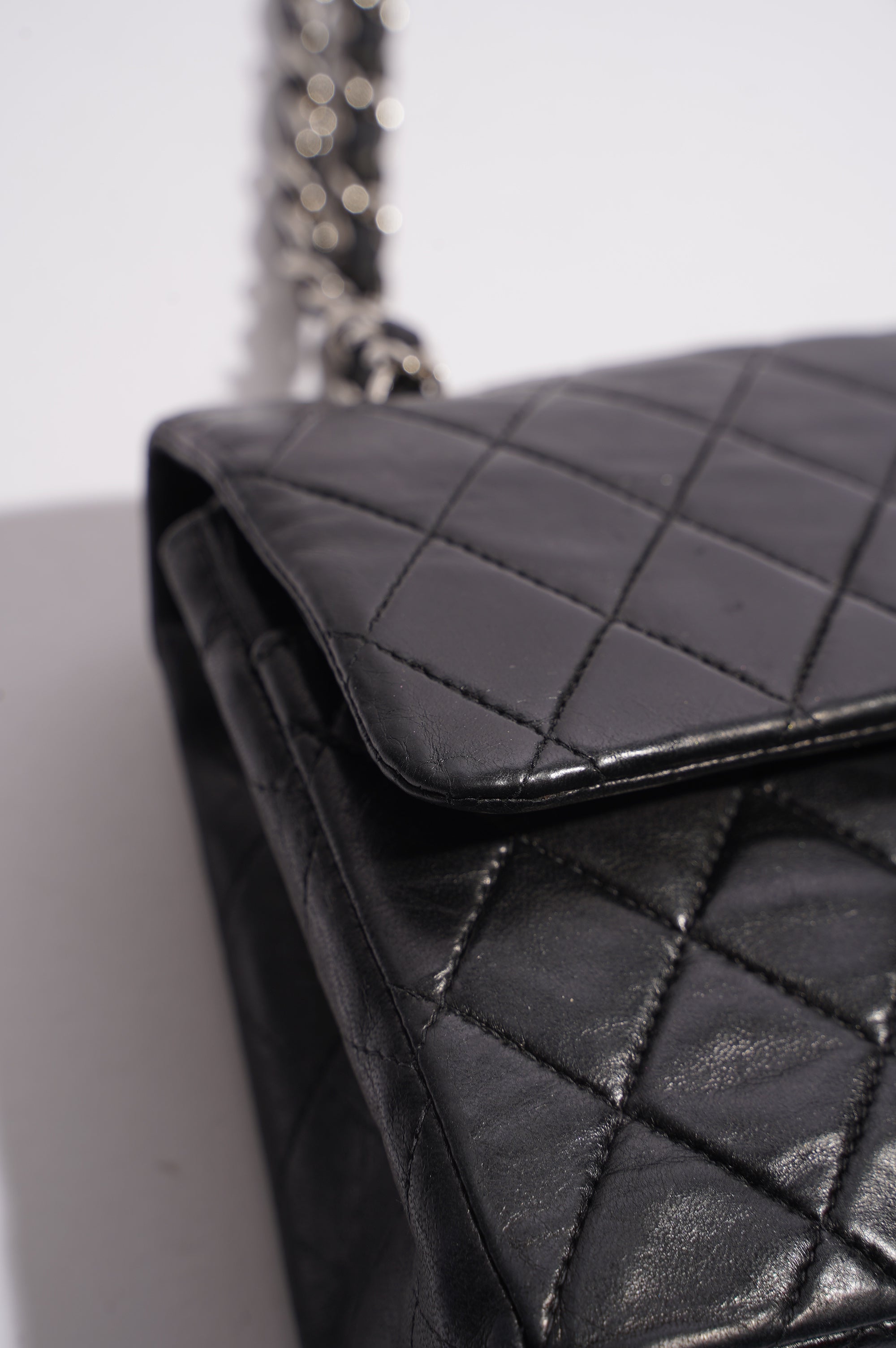 Chanel Womens Lambskin Double Flap Black Small