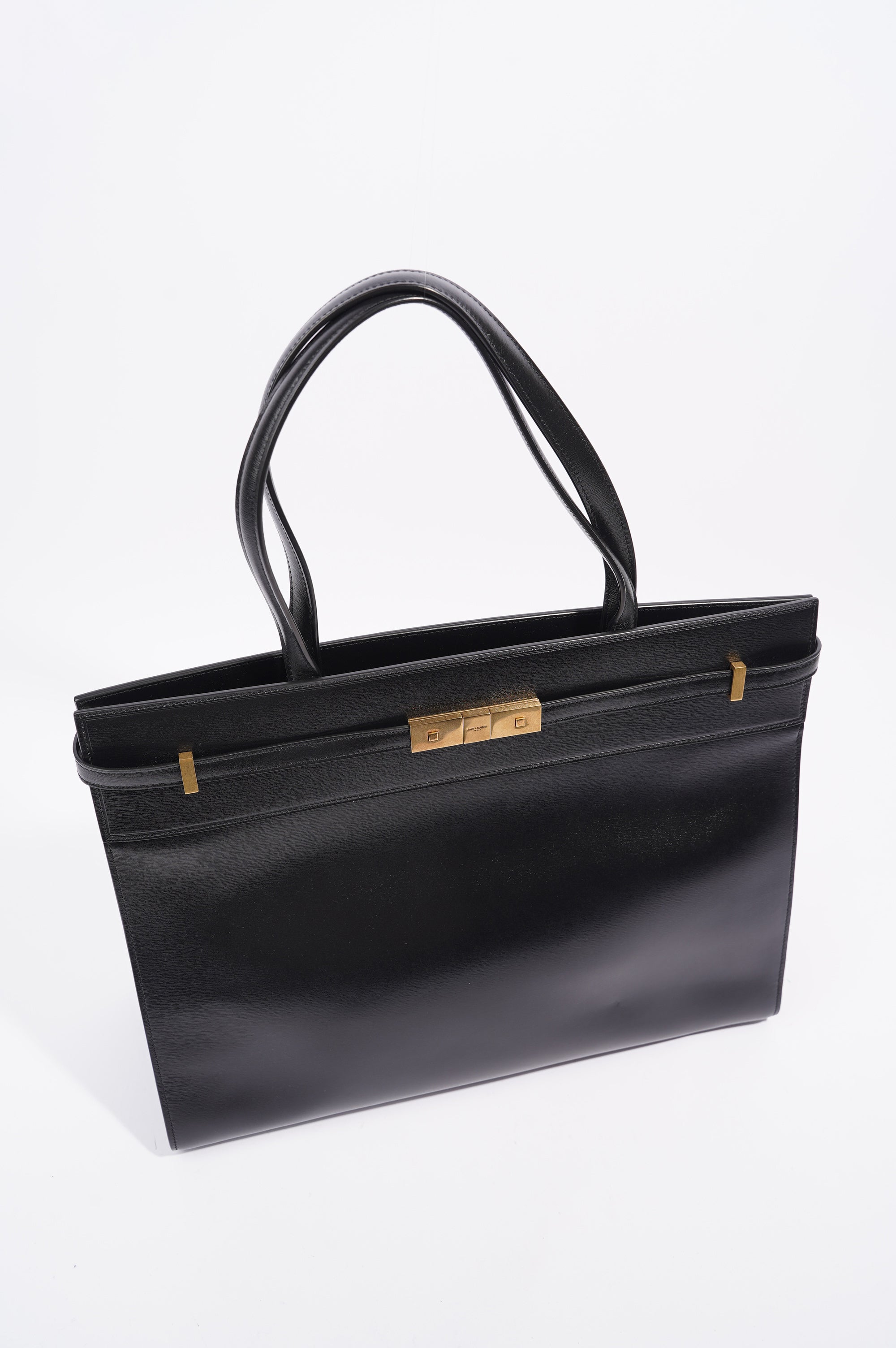 Saint Laurent Womens Manhattan Shopping Bag Black Gold Medium