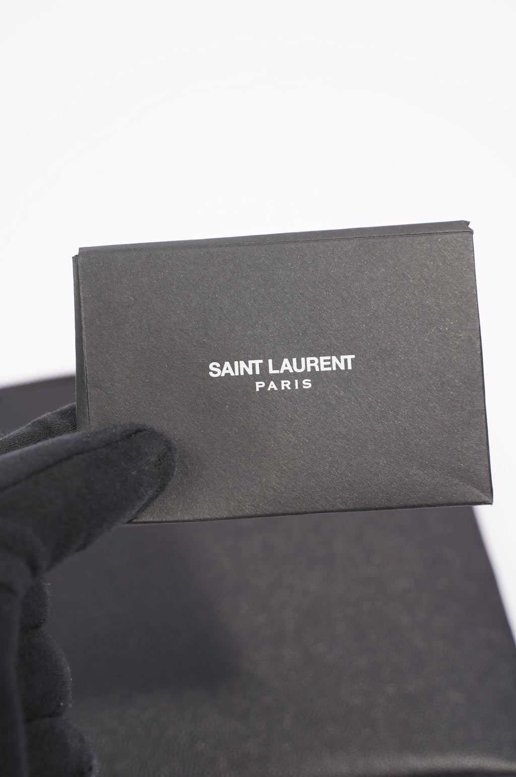 Saint Laurent Womens Paris Logo Stamp Pouch Black