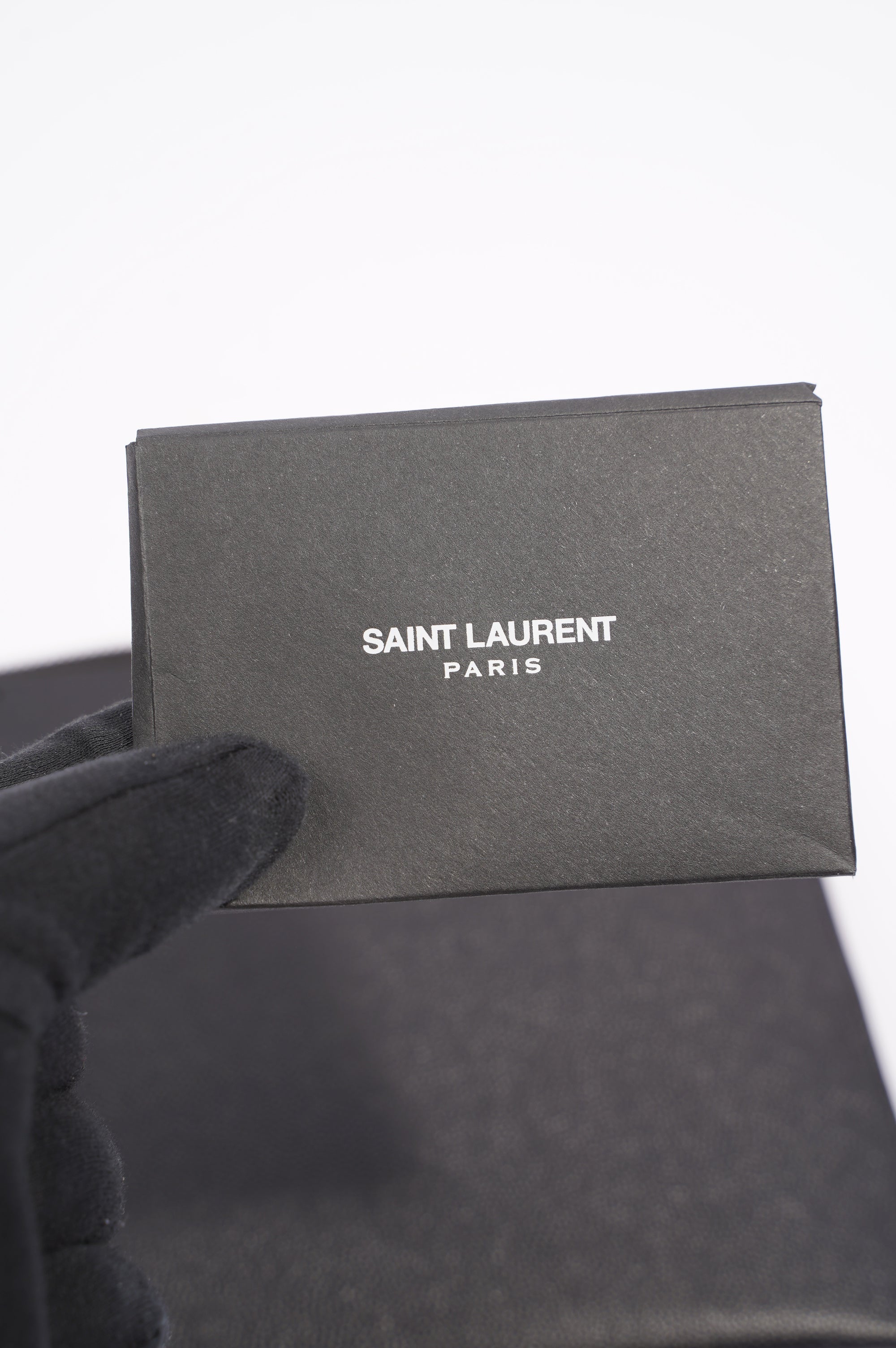 Saint Laurent Womens Paris Logo Stamp Pouch Black