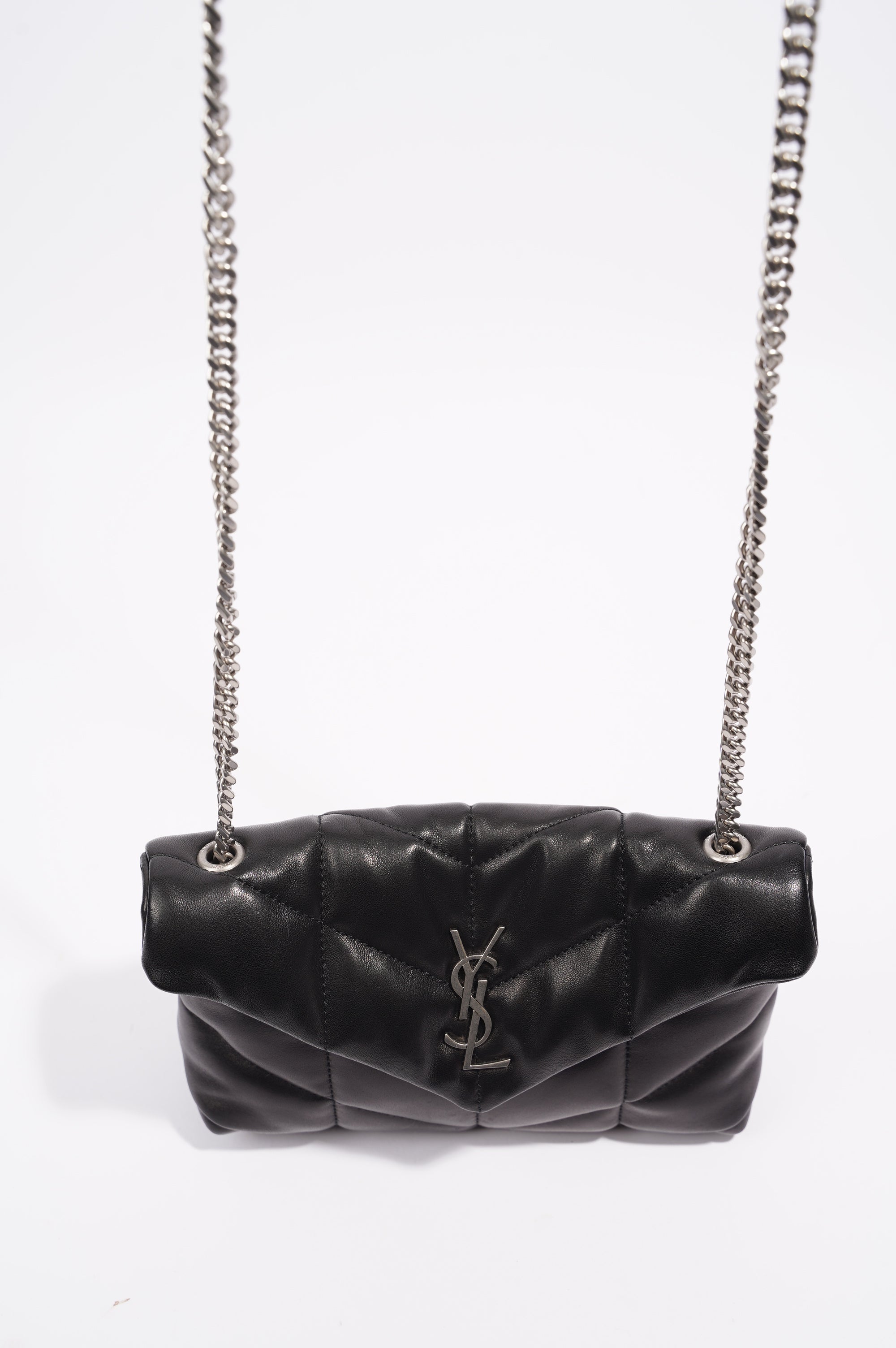 Saint Laurent Womens Lou Lou Puffer Crossbody Bag Black Leather Toy