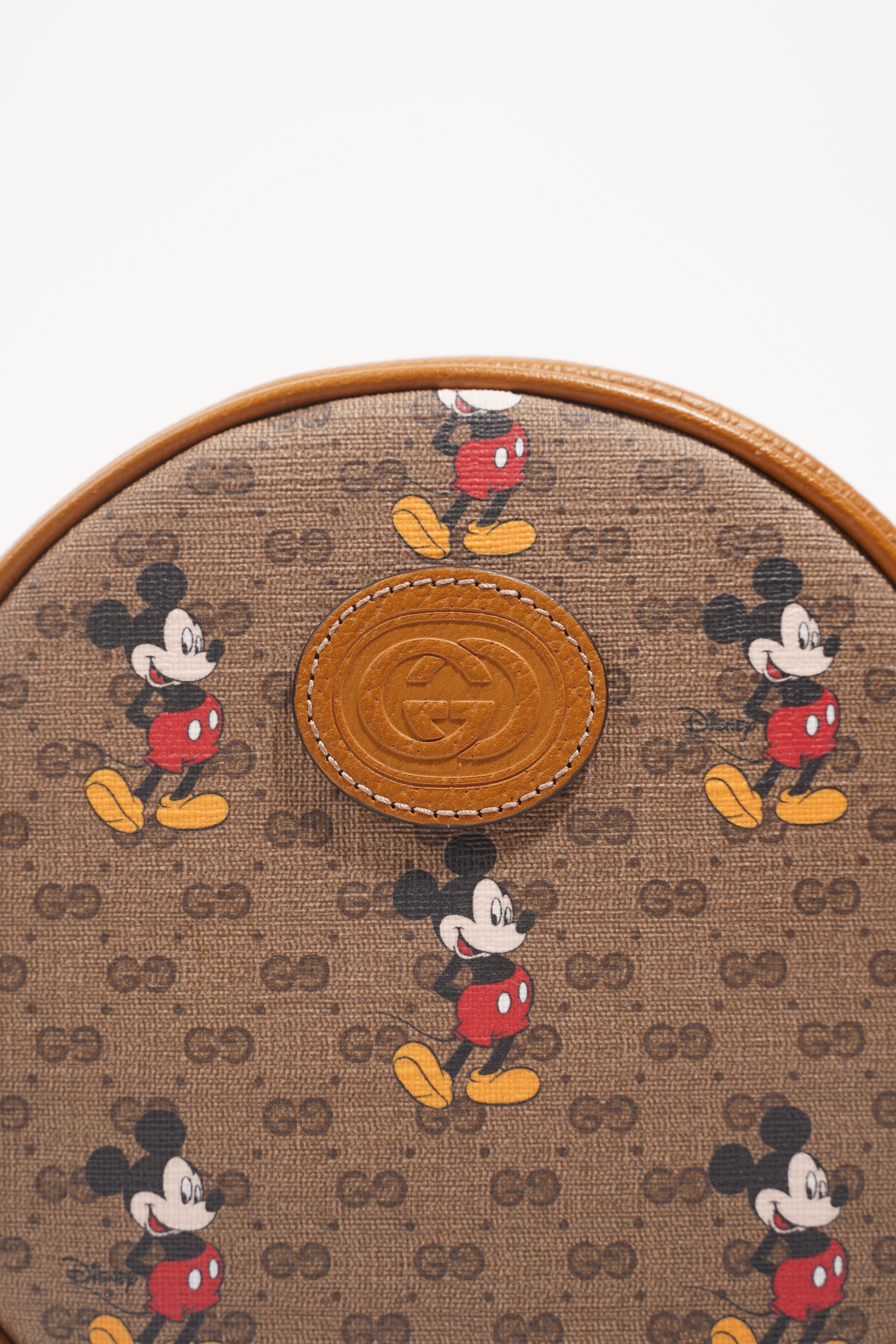 Gucci x Disney Womens Round Mini Backpack Supreme Brown