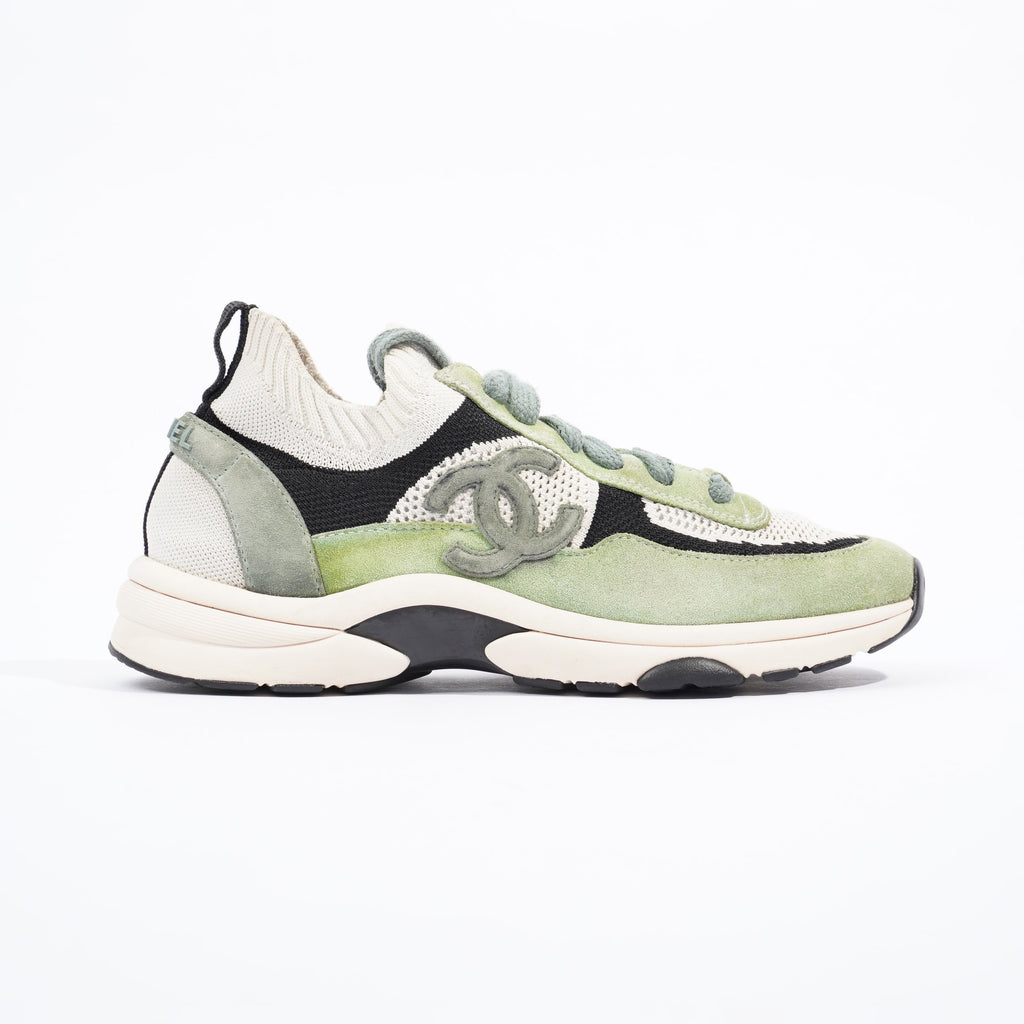 Chanel Womens CC Runner Green / Black / White EU 39.5 / UK 6.5