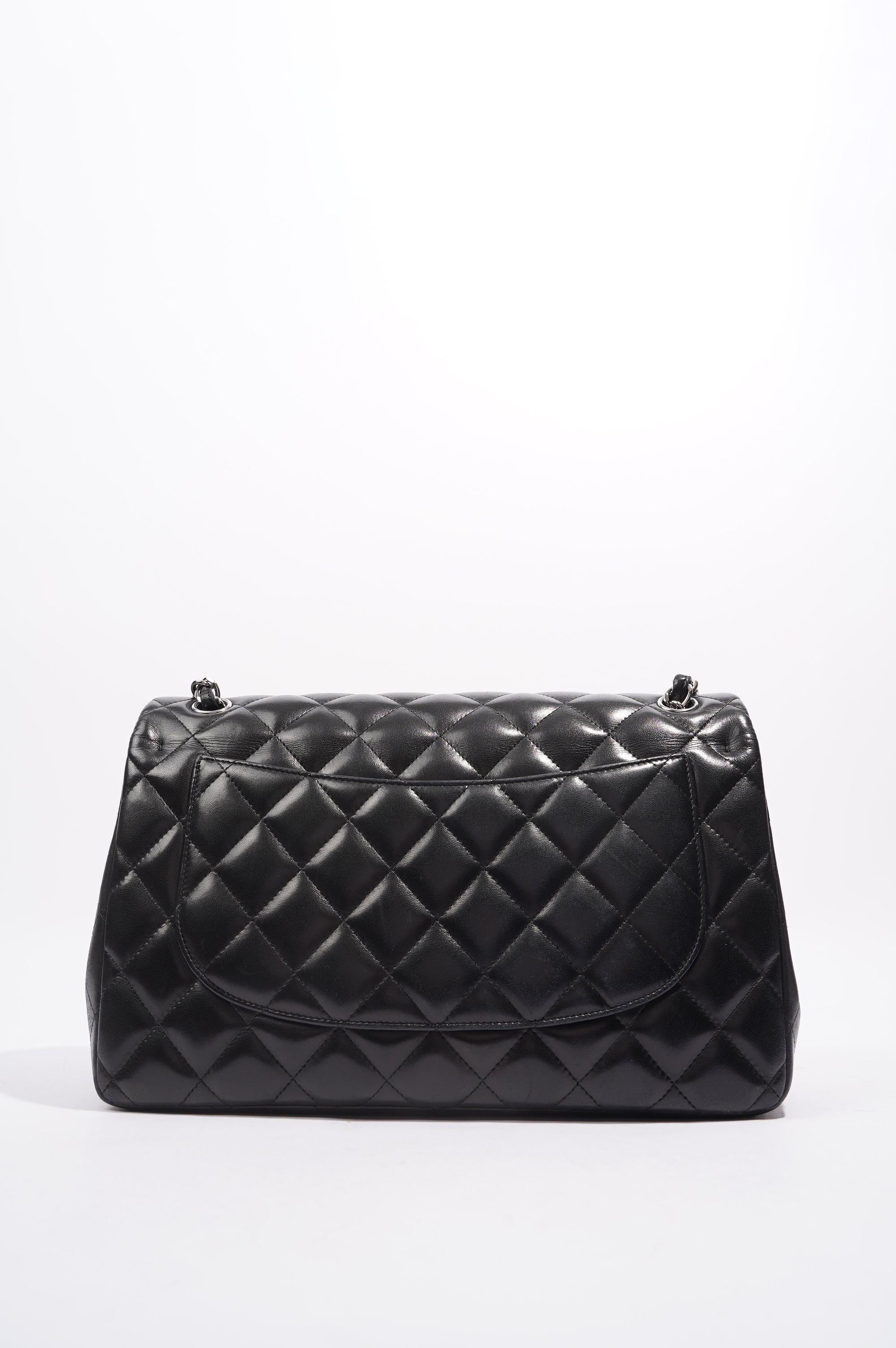 Chanel Double Flap Bag Black Lambskin Leather Large