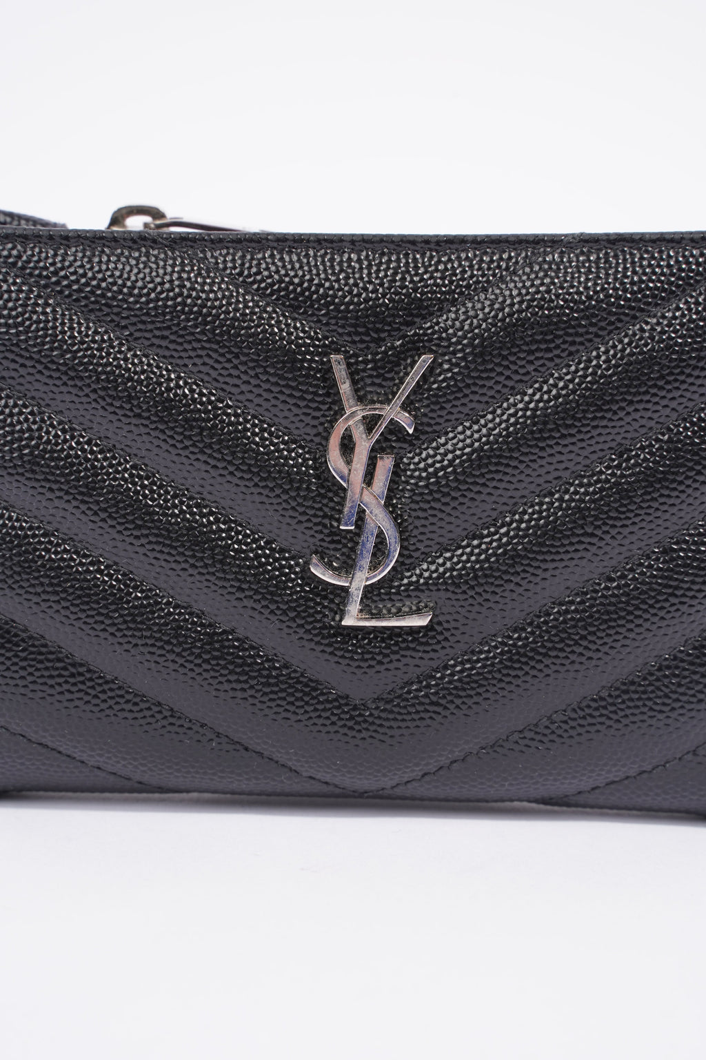 Saint Laurent Womens Quilted Bifold Wallet Black Leather Small