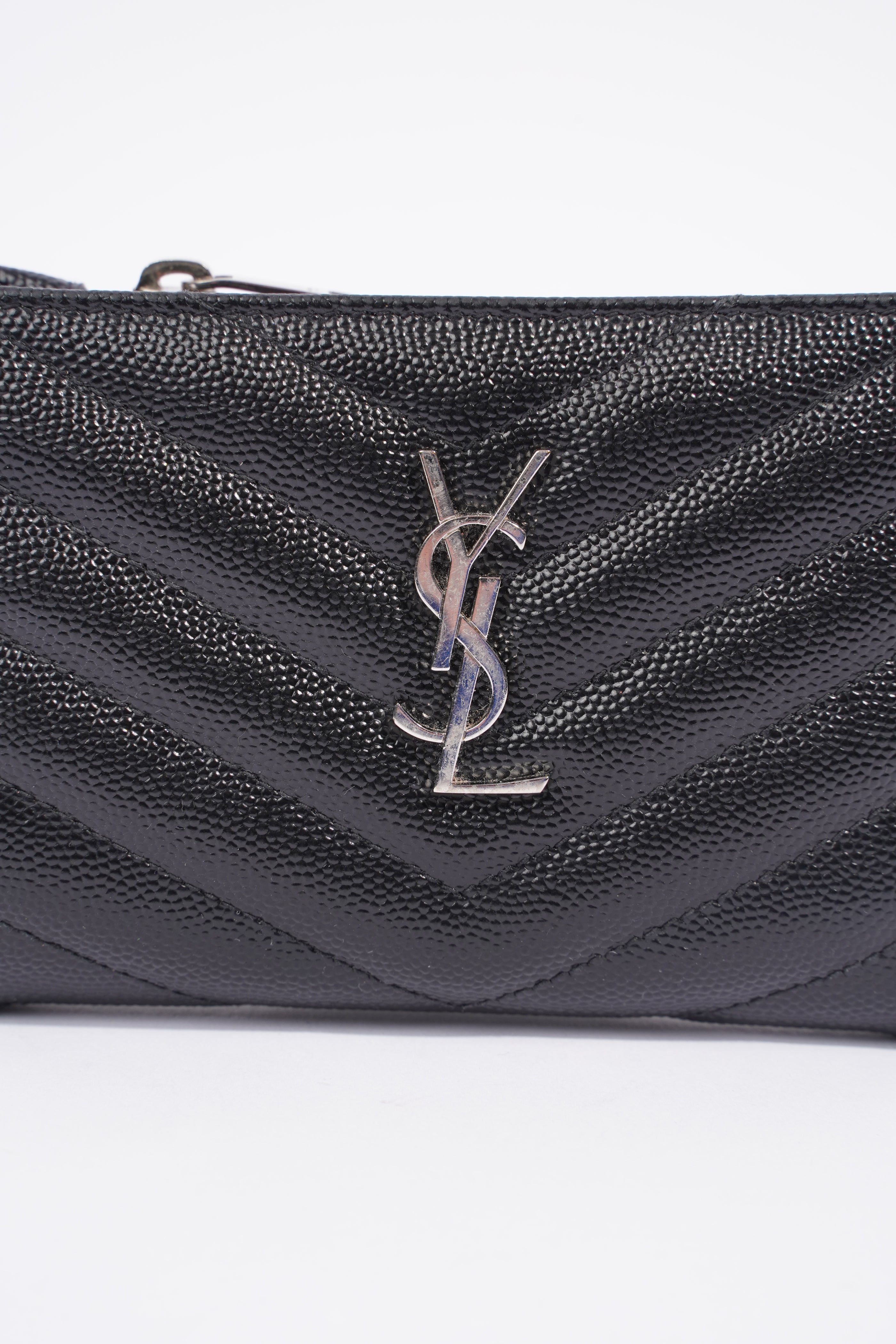 Saint Laurent Womens Quilted Bifold Wallet Black Leather Small