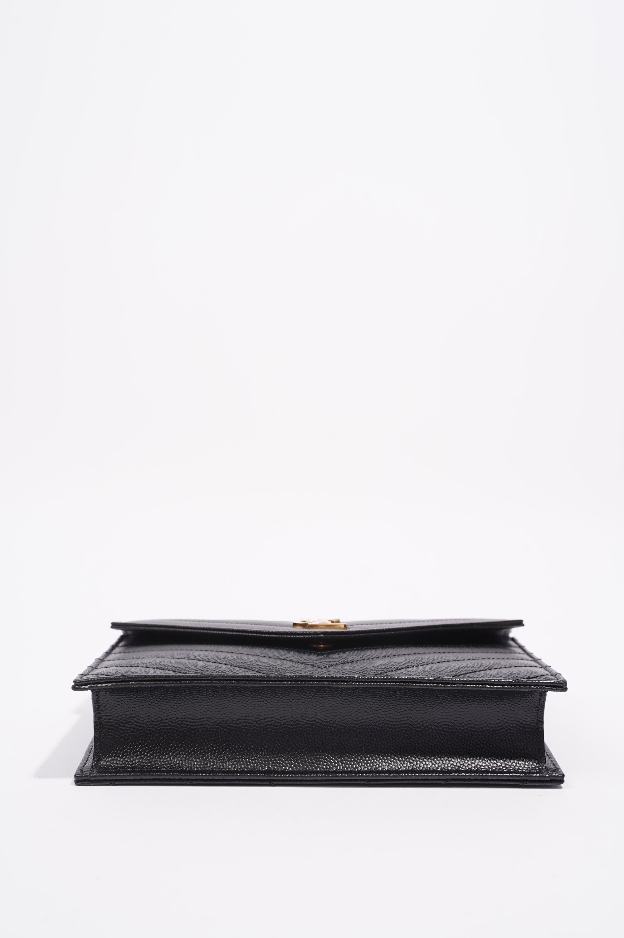 Saint Laurent Womens Cassandre Wallet on Chain Black Leather