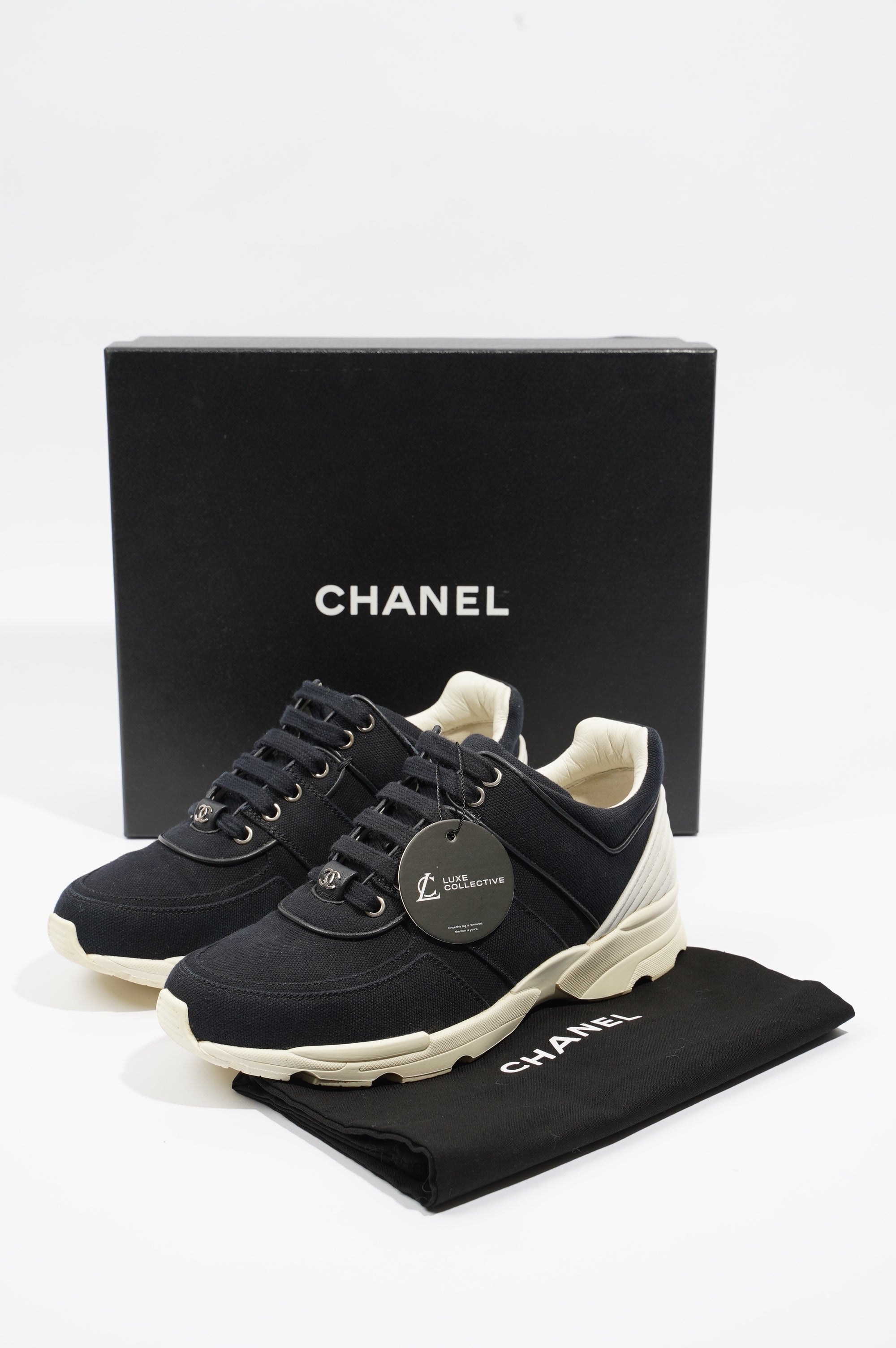 Chanel Womens Tennis Trainer Black / White EU 37 / UK 4