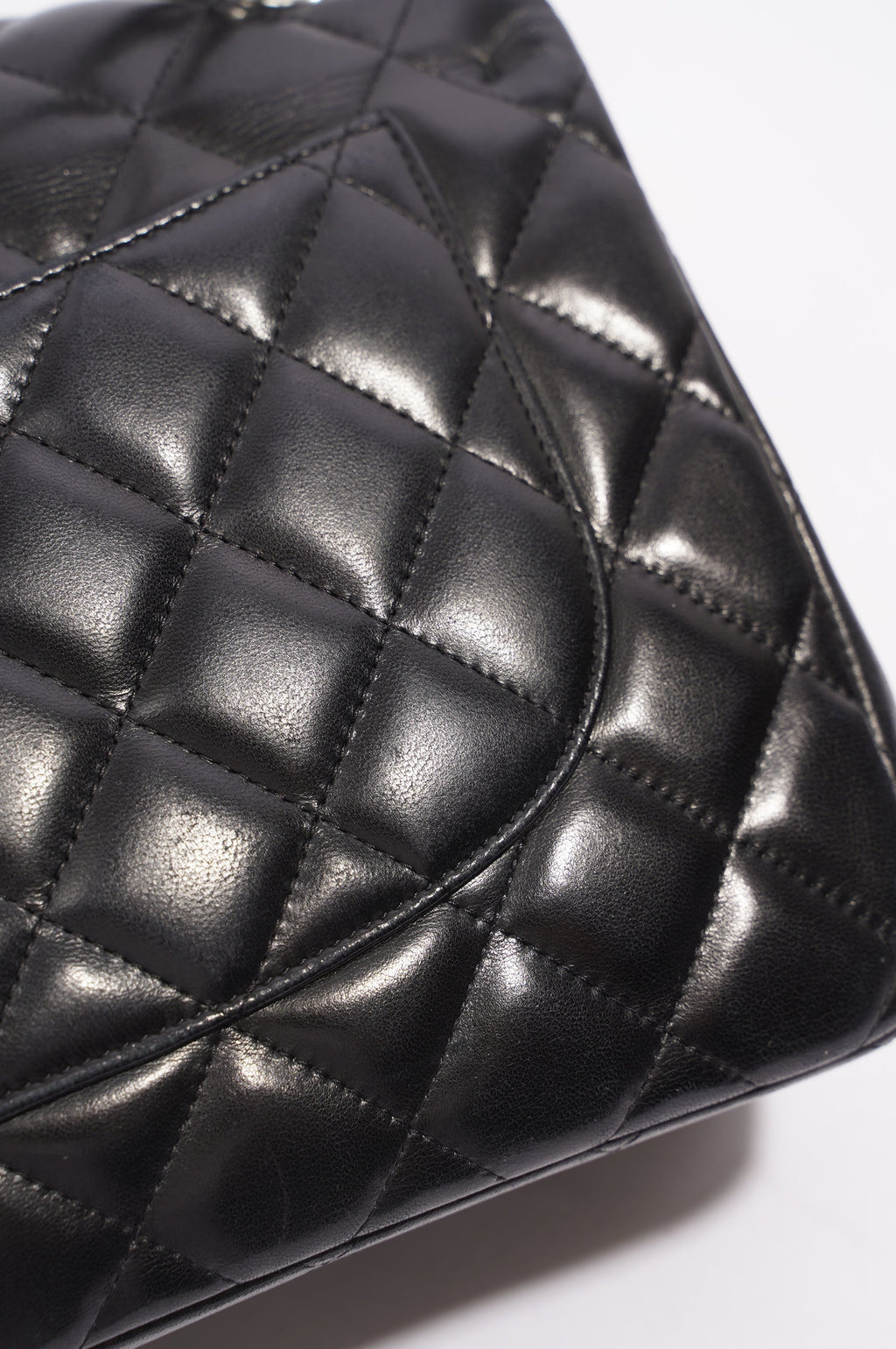Chanel Double Flap Bag Black Lambskin Leather Large