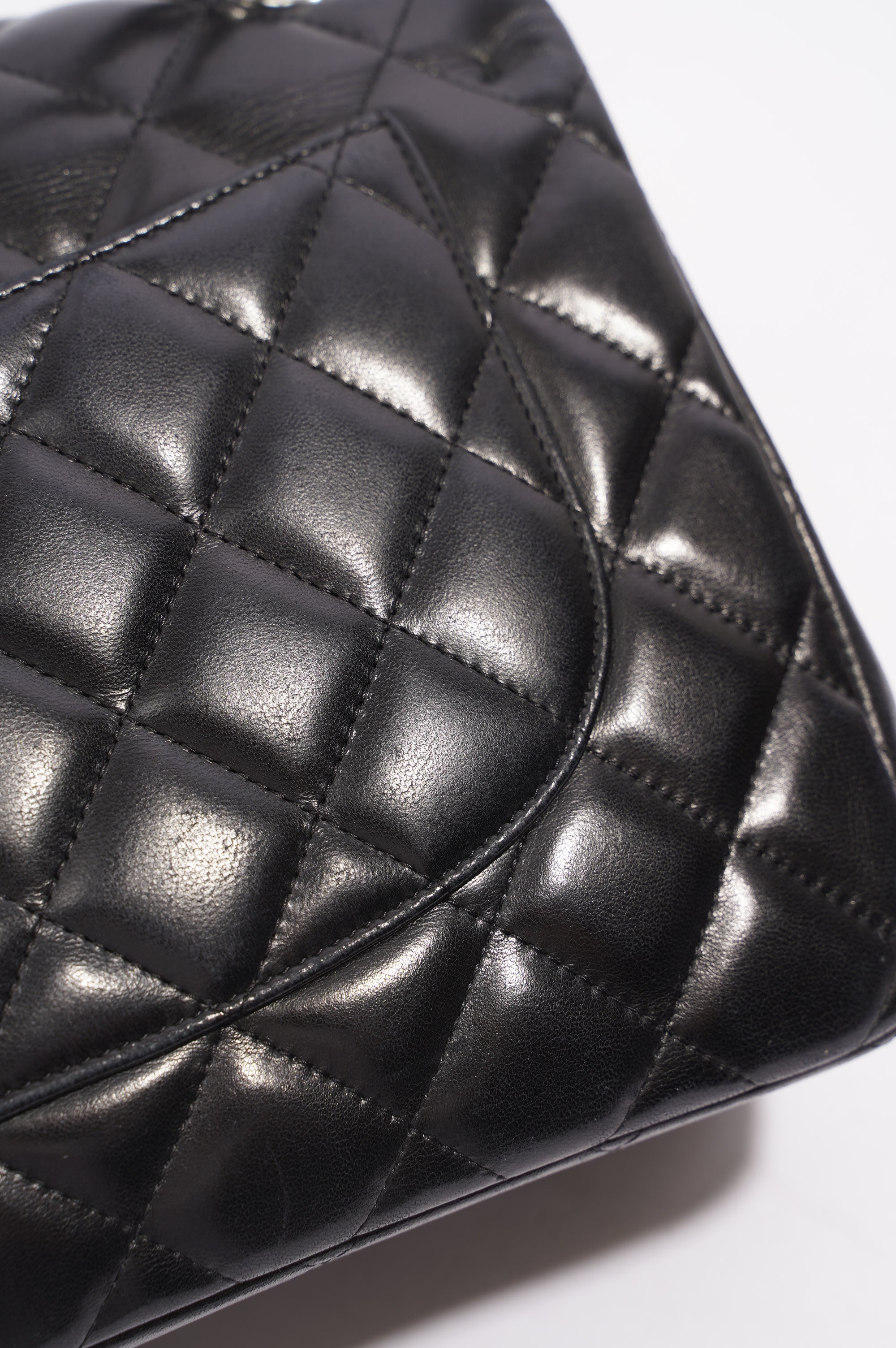 Chanel Double Flap Bag Black Lambskin Leather Large