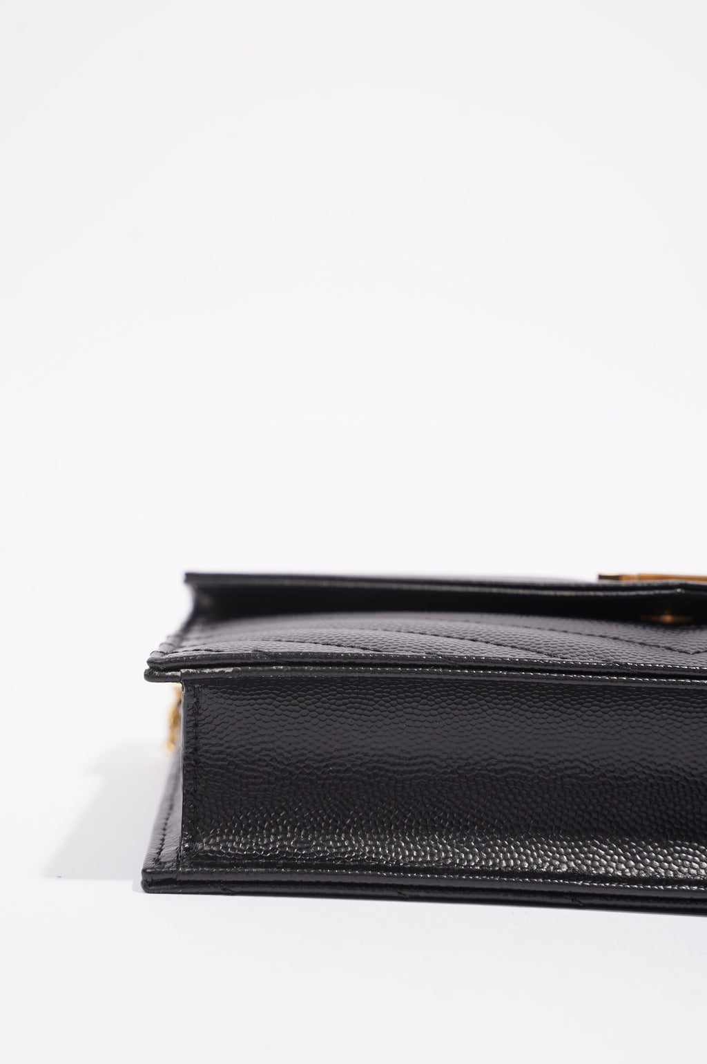 Saint Laurent Womens Cassandre Wallet on Chain Black Leather
