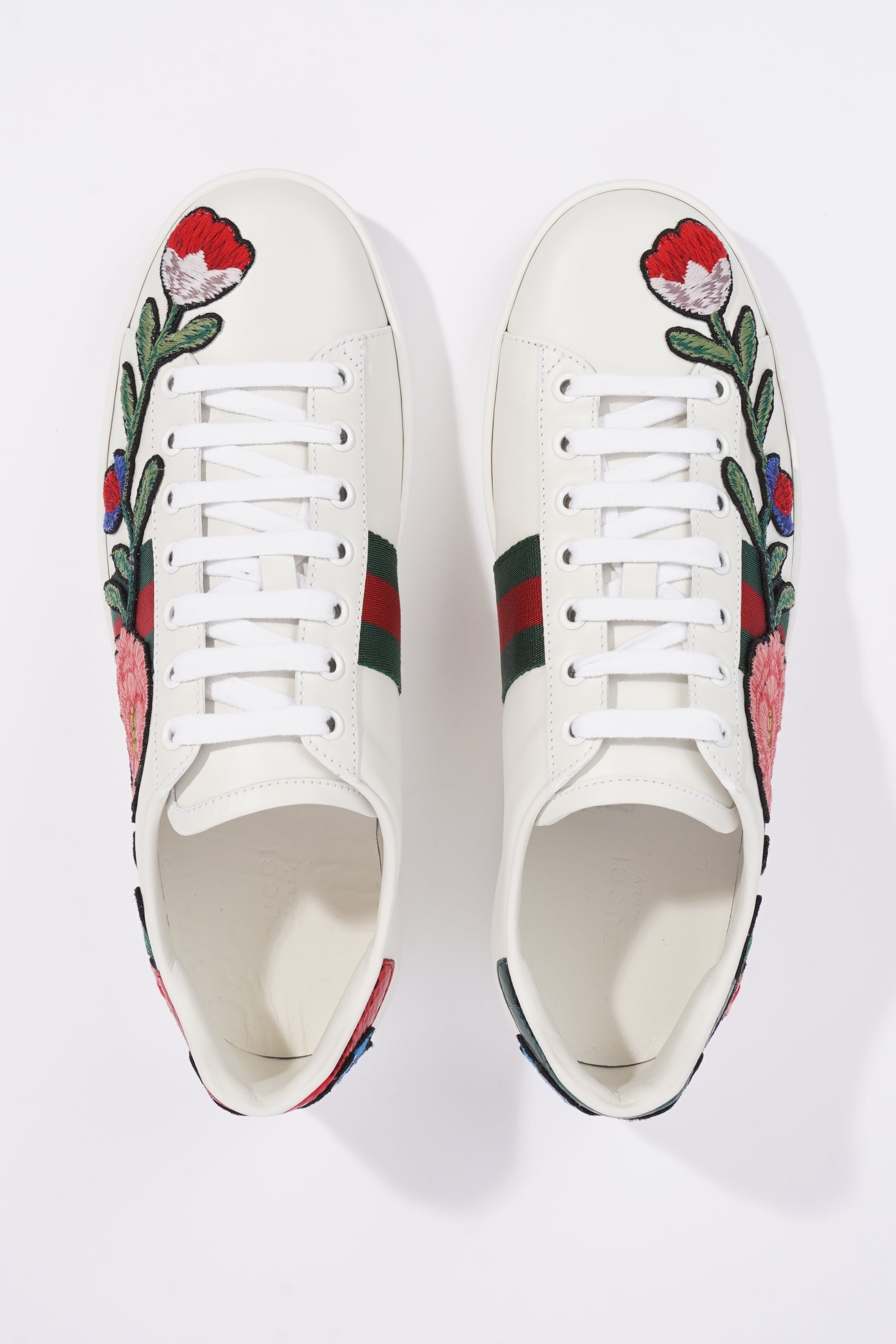 Gucci Womens Foral Ace Sneakers White EU 39.5 / UK 6.5