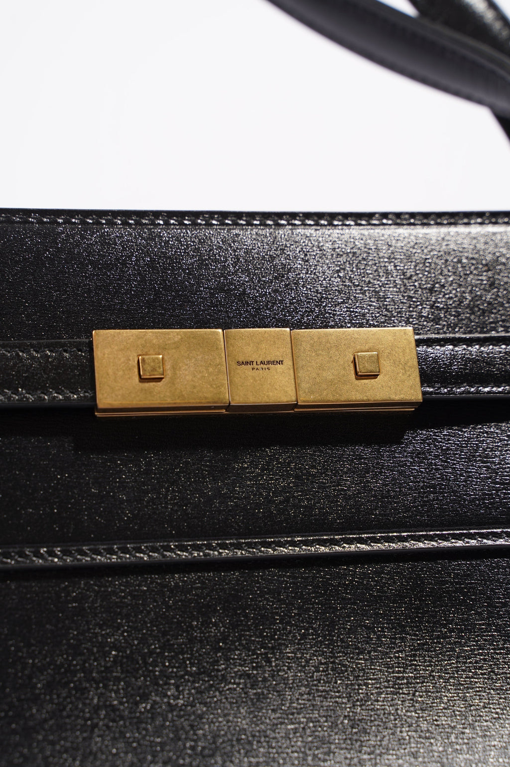 Saint Laurent Womens Manhattan Shopping Bag Black Gold Medium