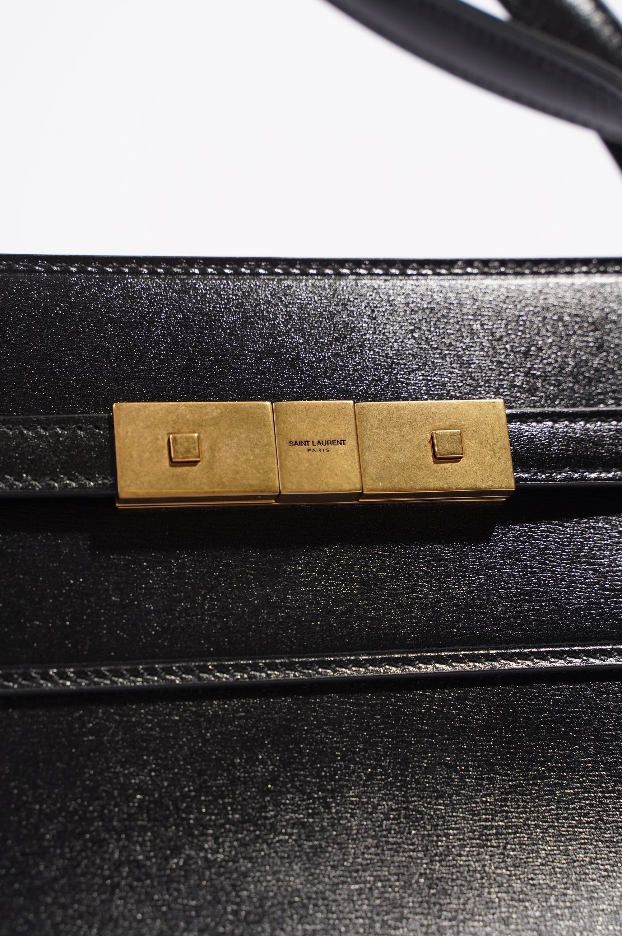 Saint Laurent Womens Manhattan Shopping Bag Black Gold Medium