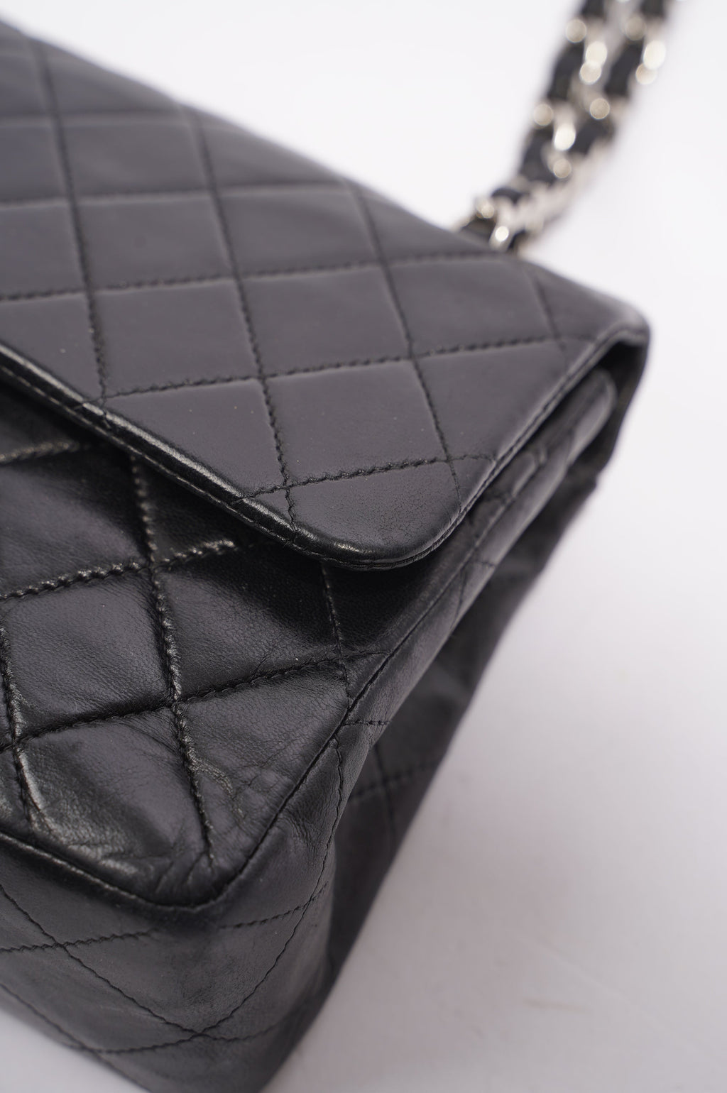Chanel Womens Lambskin Double Flap Black Small