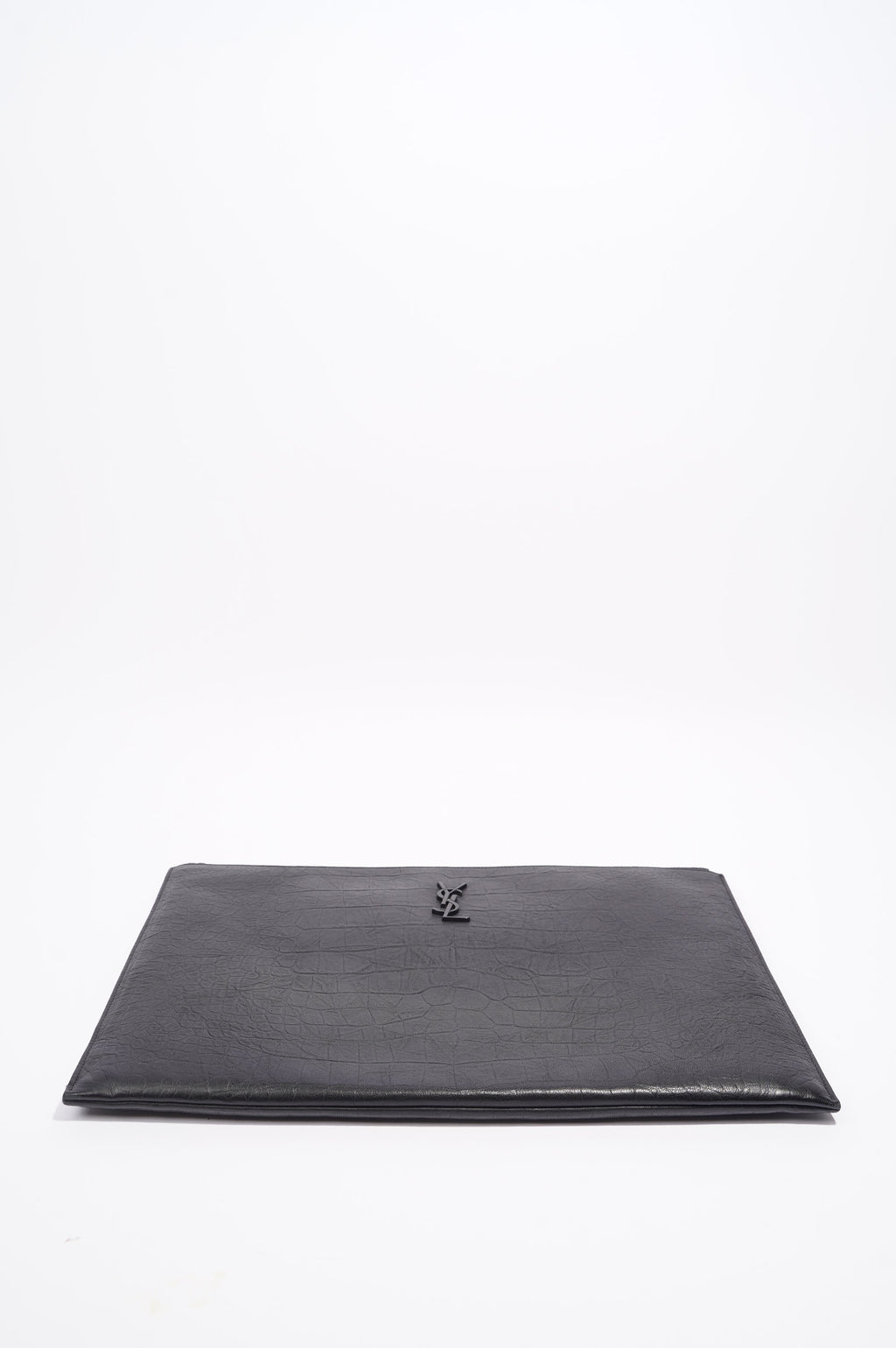 Saint Laurent Womens Clutch Black Leather Large