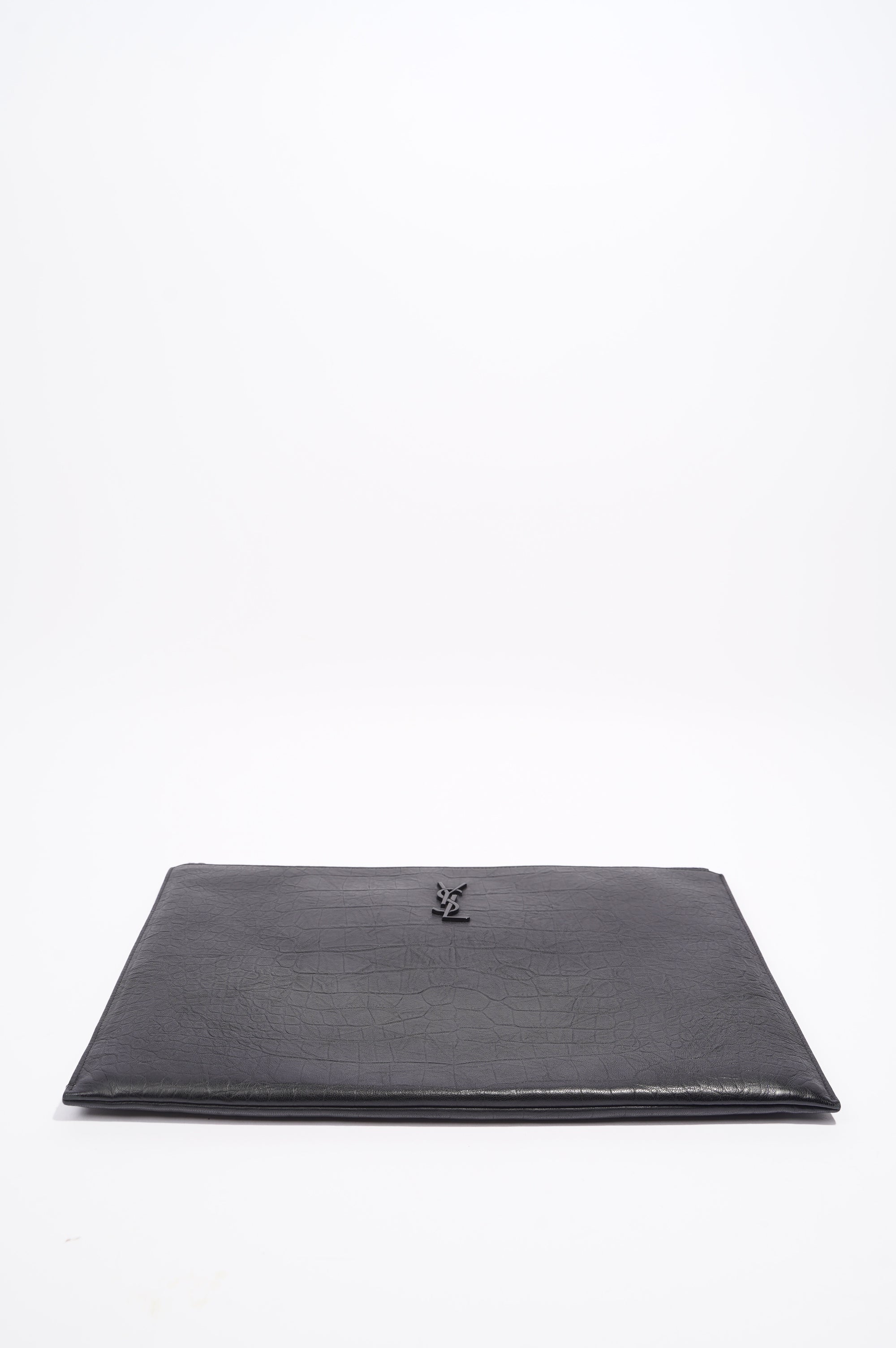 Saint Laurent Womens Clutch Black Leather Large