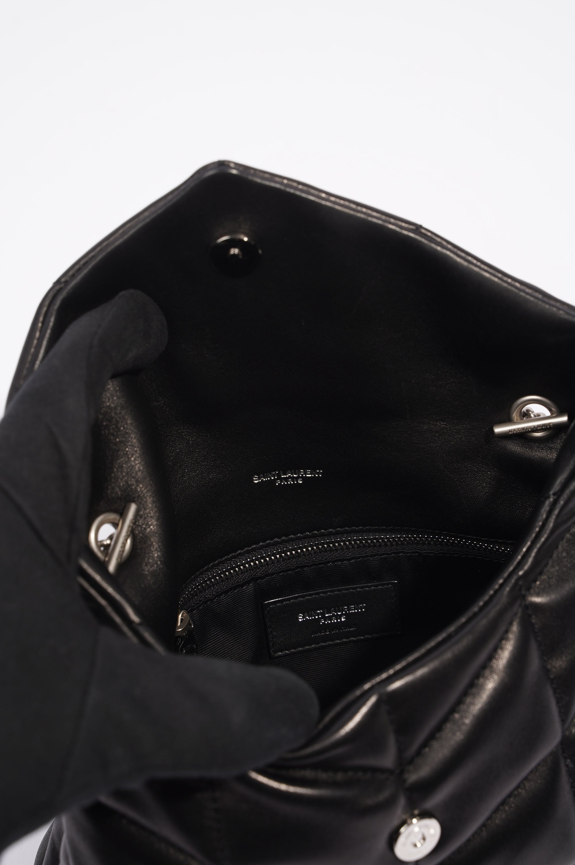 Saint Laurent Womens Lou Lou Puffer Crossbody Bag Black Leather Toy