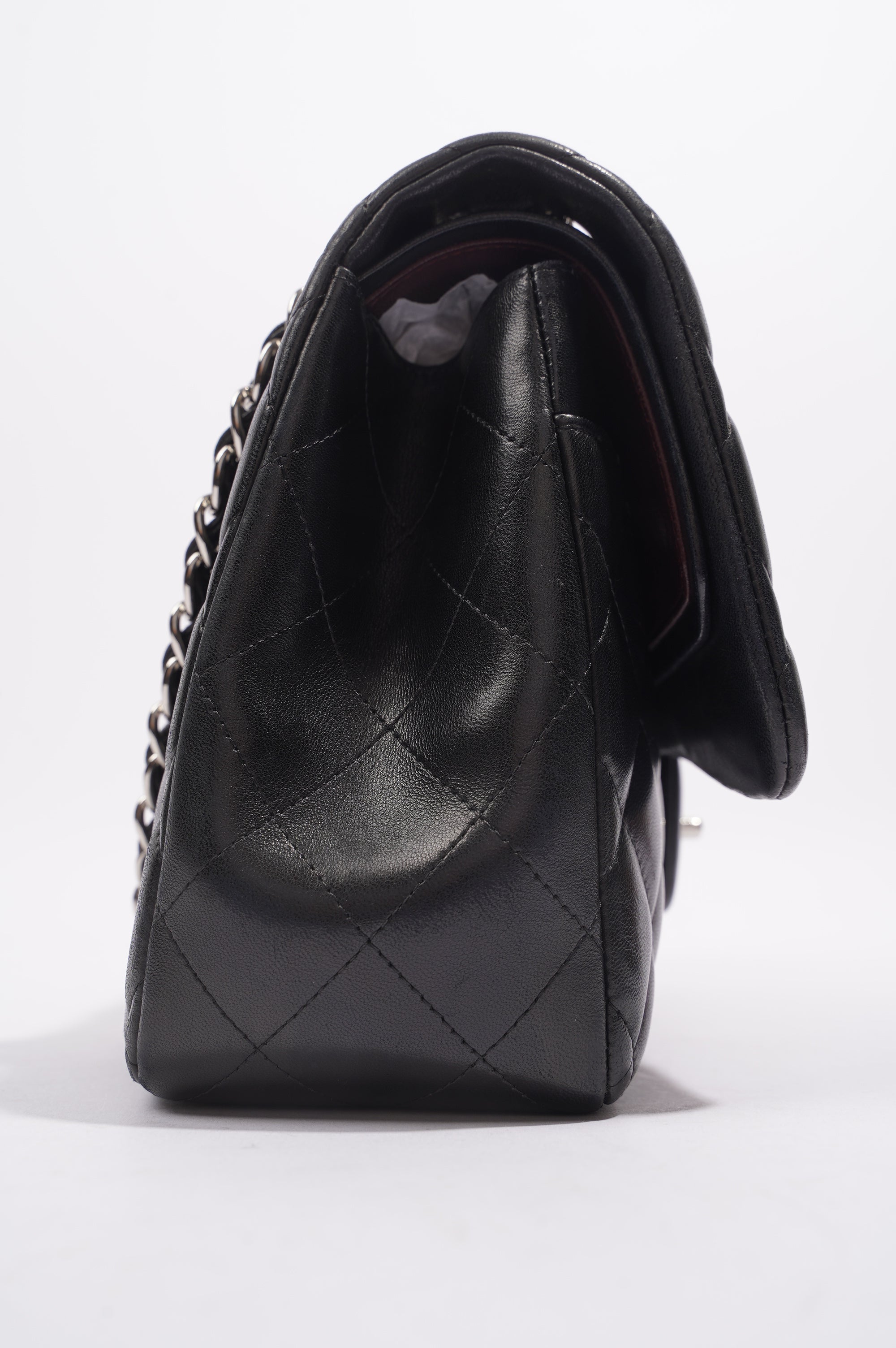 Chanel Double Flap Bag Black Lambskin Leather Large