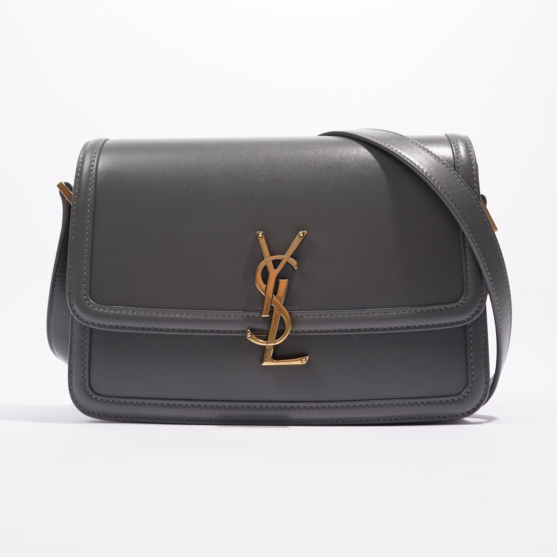 Saint Laurent Solferino Satchel Grey Leather Medium