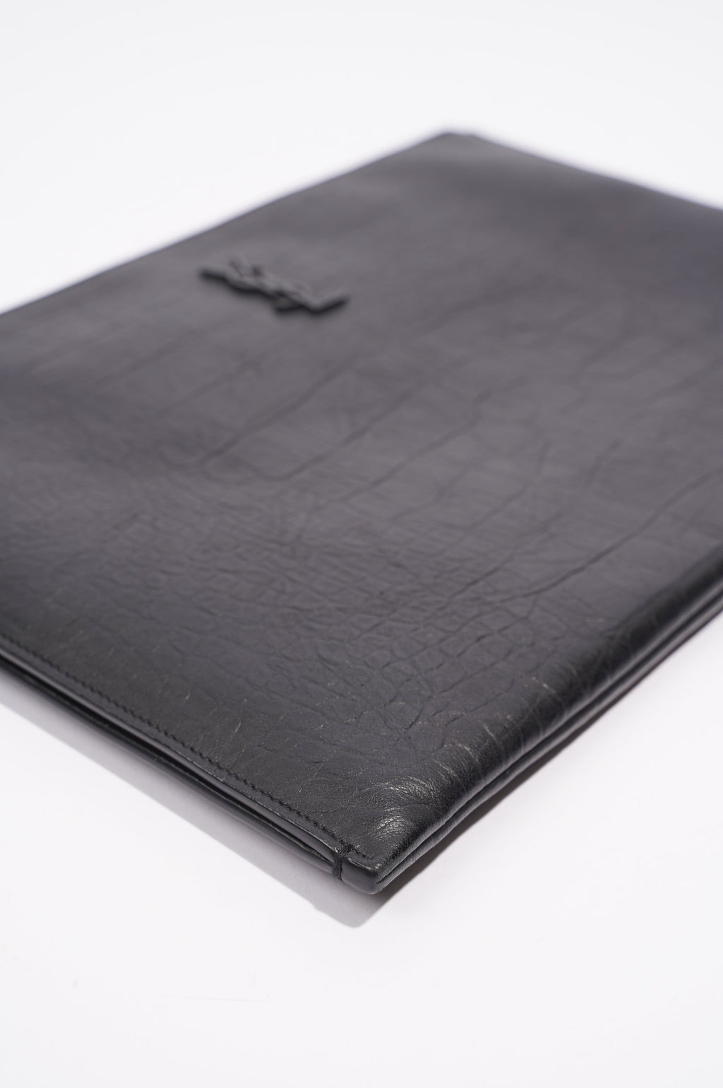 Saint Laurent Womens Clutch Black Leather Large