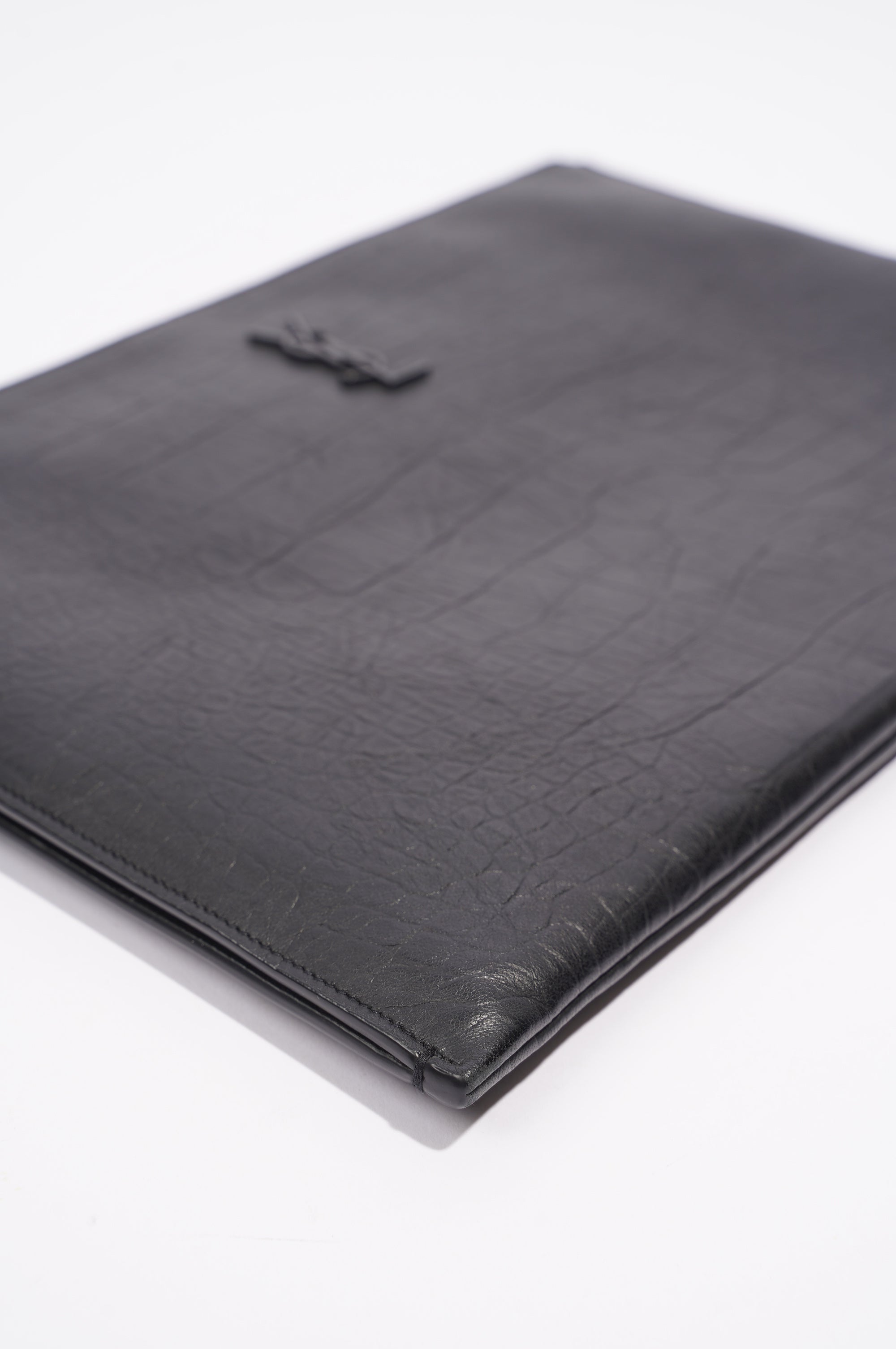 Saint Laurent Womens Clutch Black Leather Large