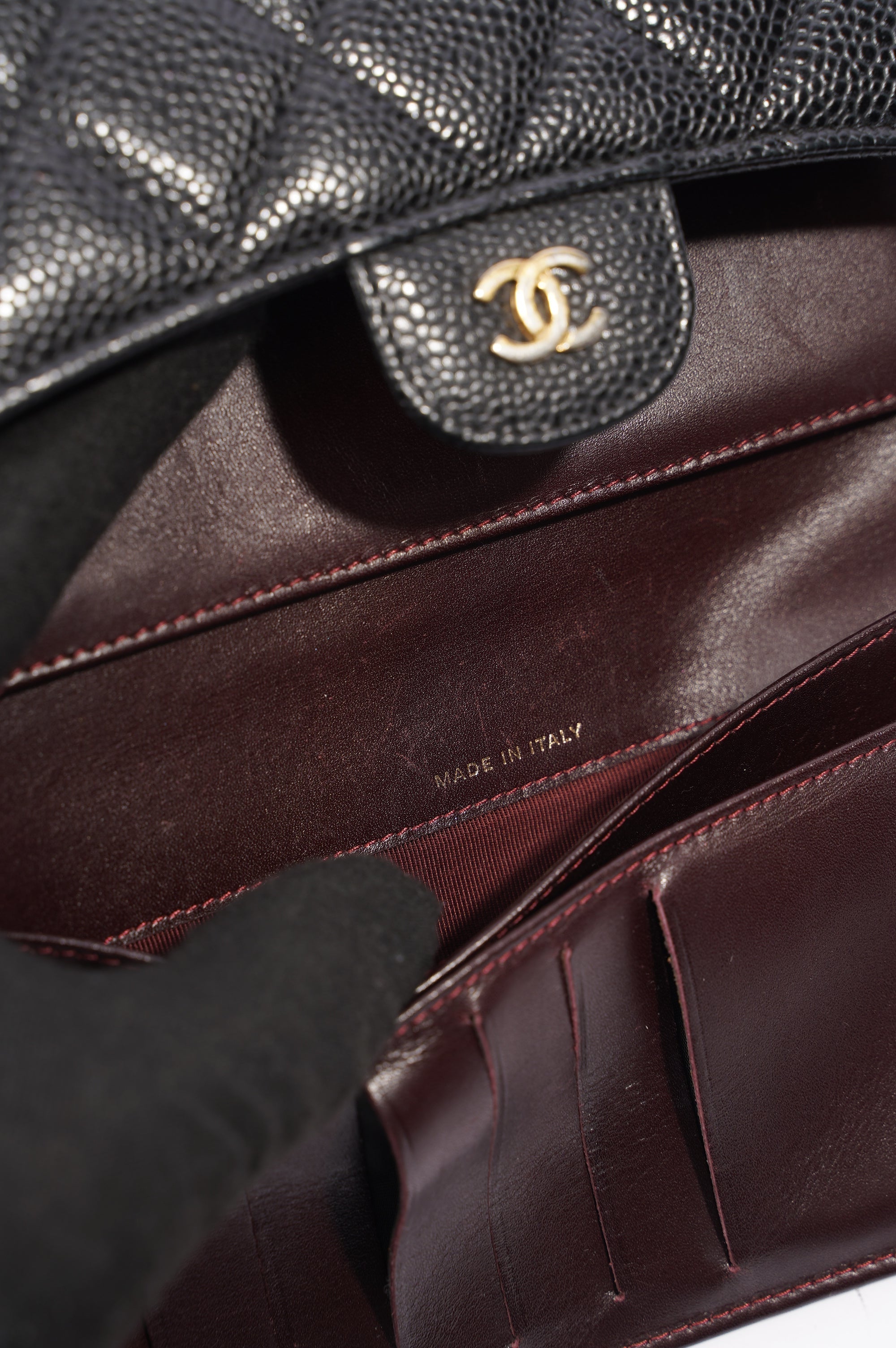Chanel Quilted Classic Flap Wallet Black Caviar Leather