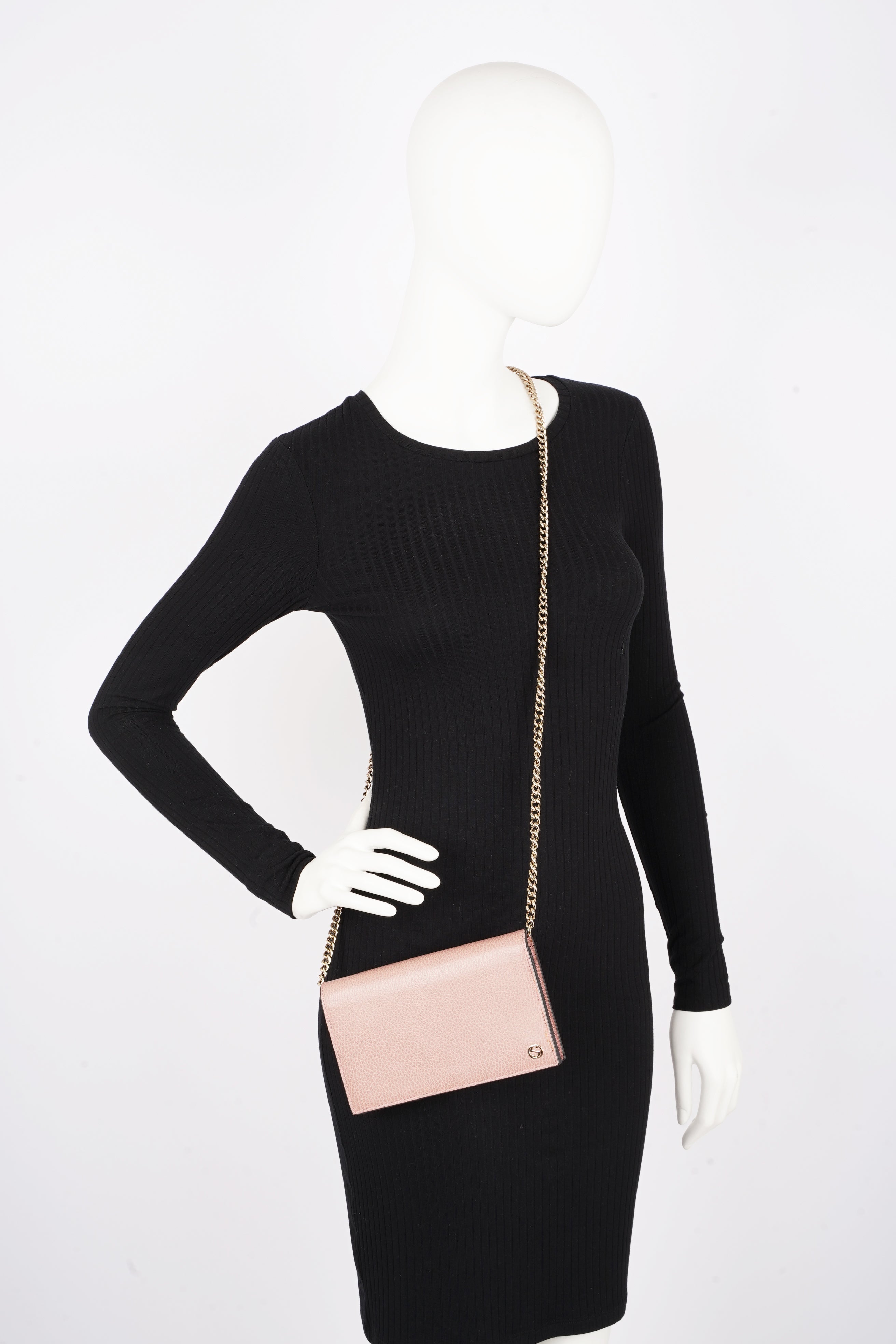 Gucci Womens Wallet on Chain Pink Leather