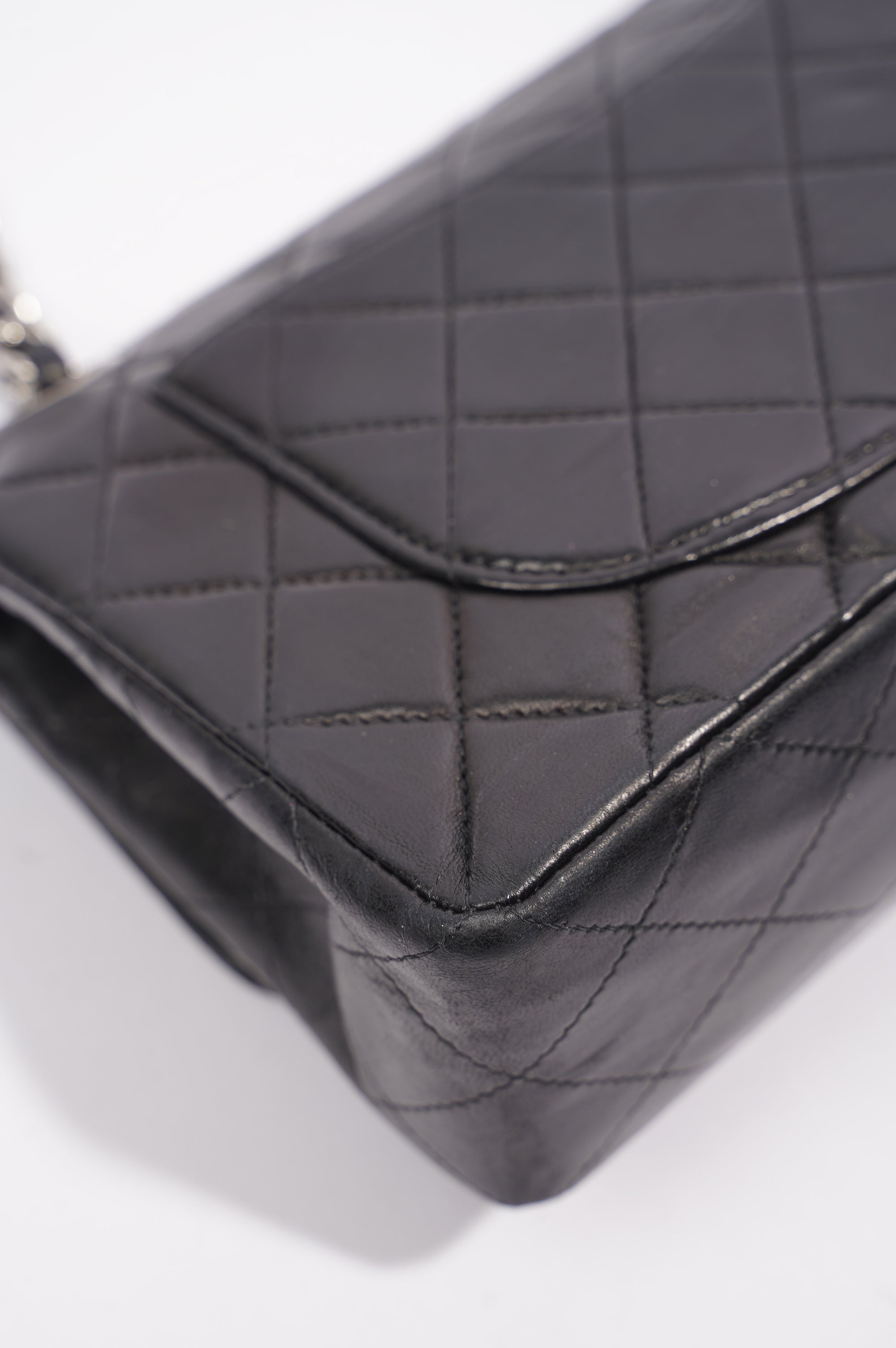 Chanel Womens Lambskin Double Flap Black Small