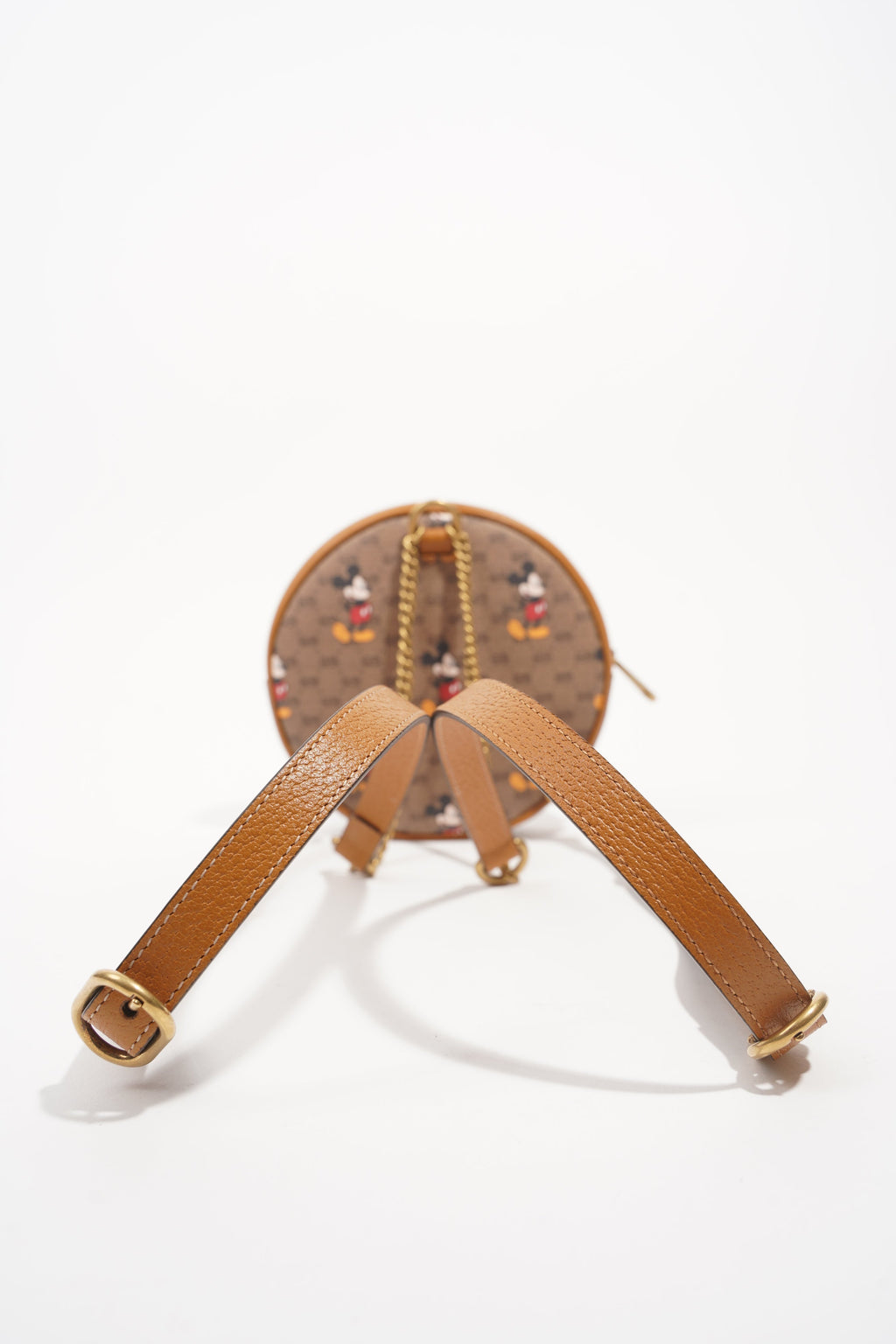 Gucci x Disney Womens Round Mini Backpack Supreme Brown