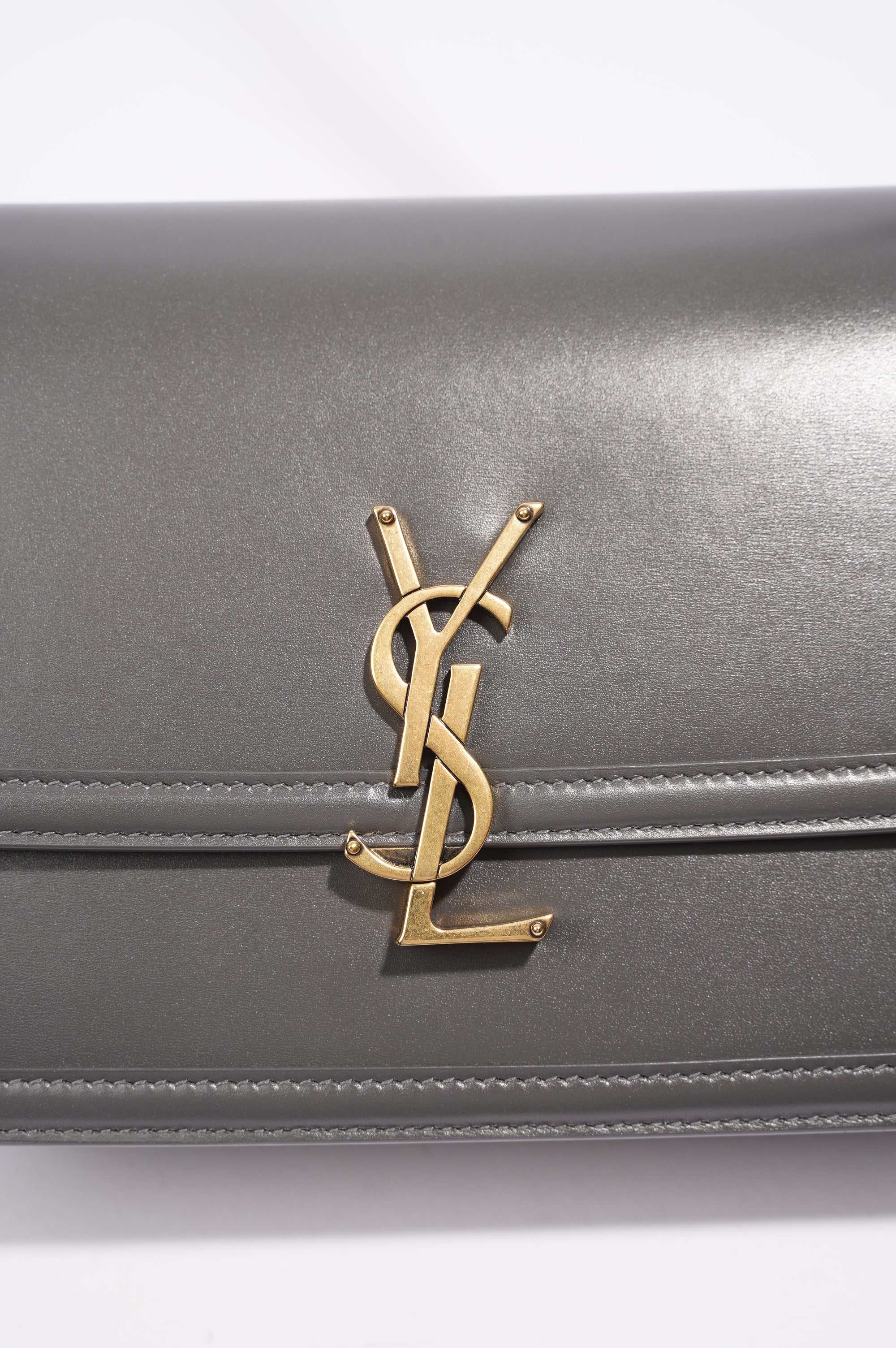 Saint Laurent Solferino Satchel Grey Leather Medium