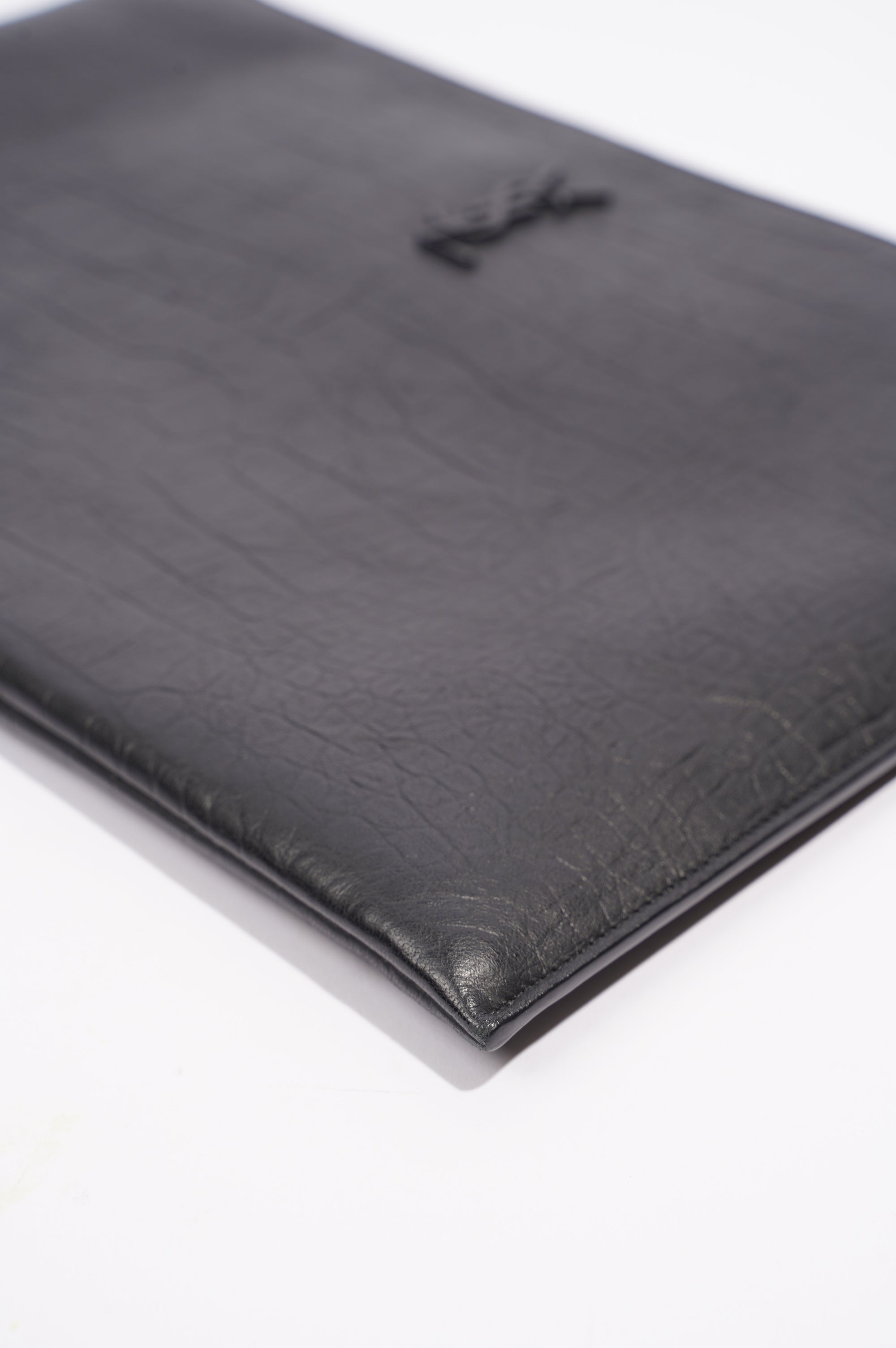Saint Laurent Womens Clutch Black Leather Large
