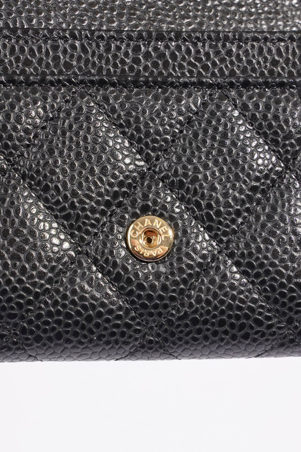 Chanel Womens Card Holder Black Caviar Leather