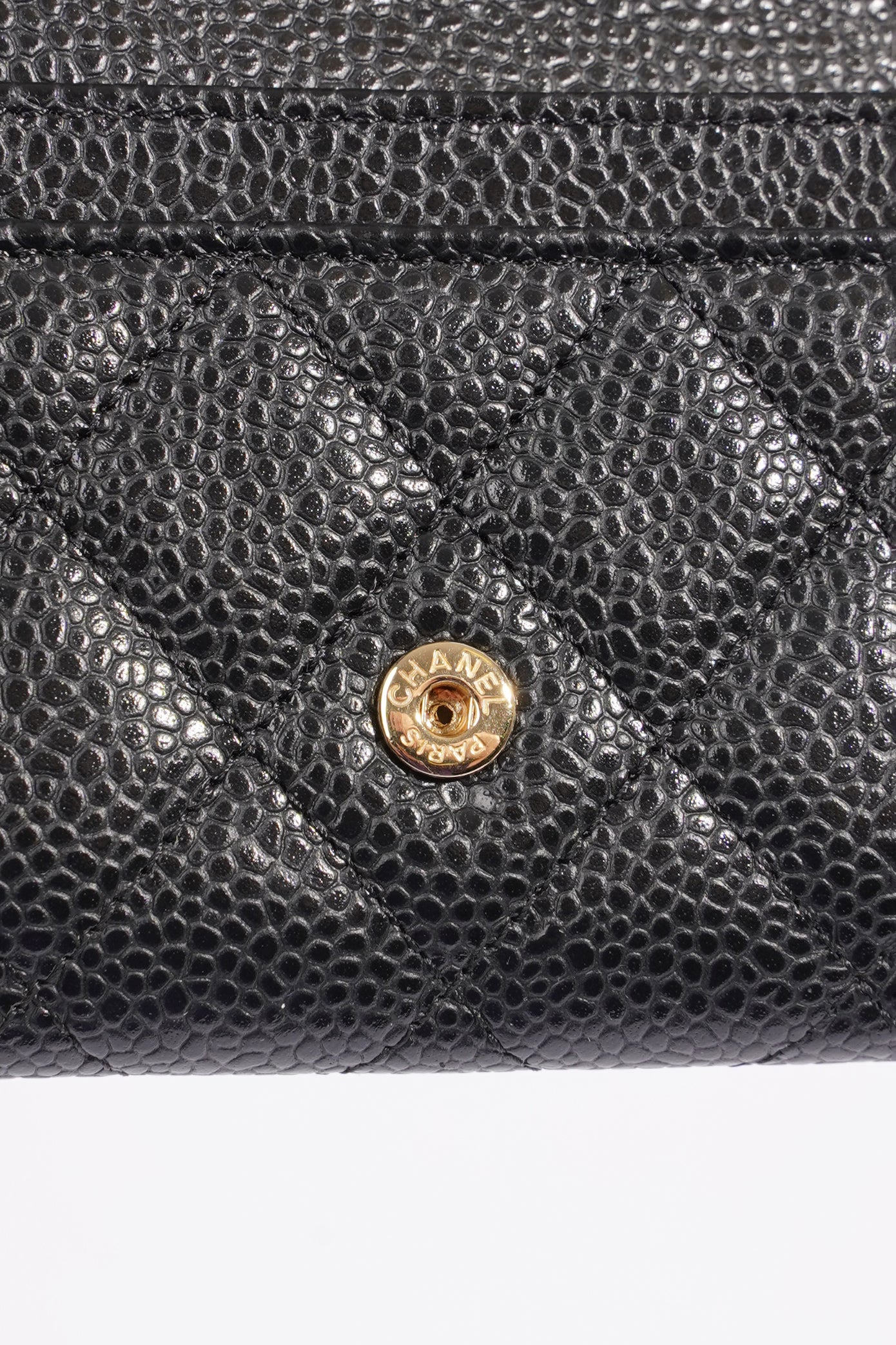 Chanel Womens Card Holder Black Caviar Leather