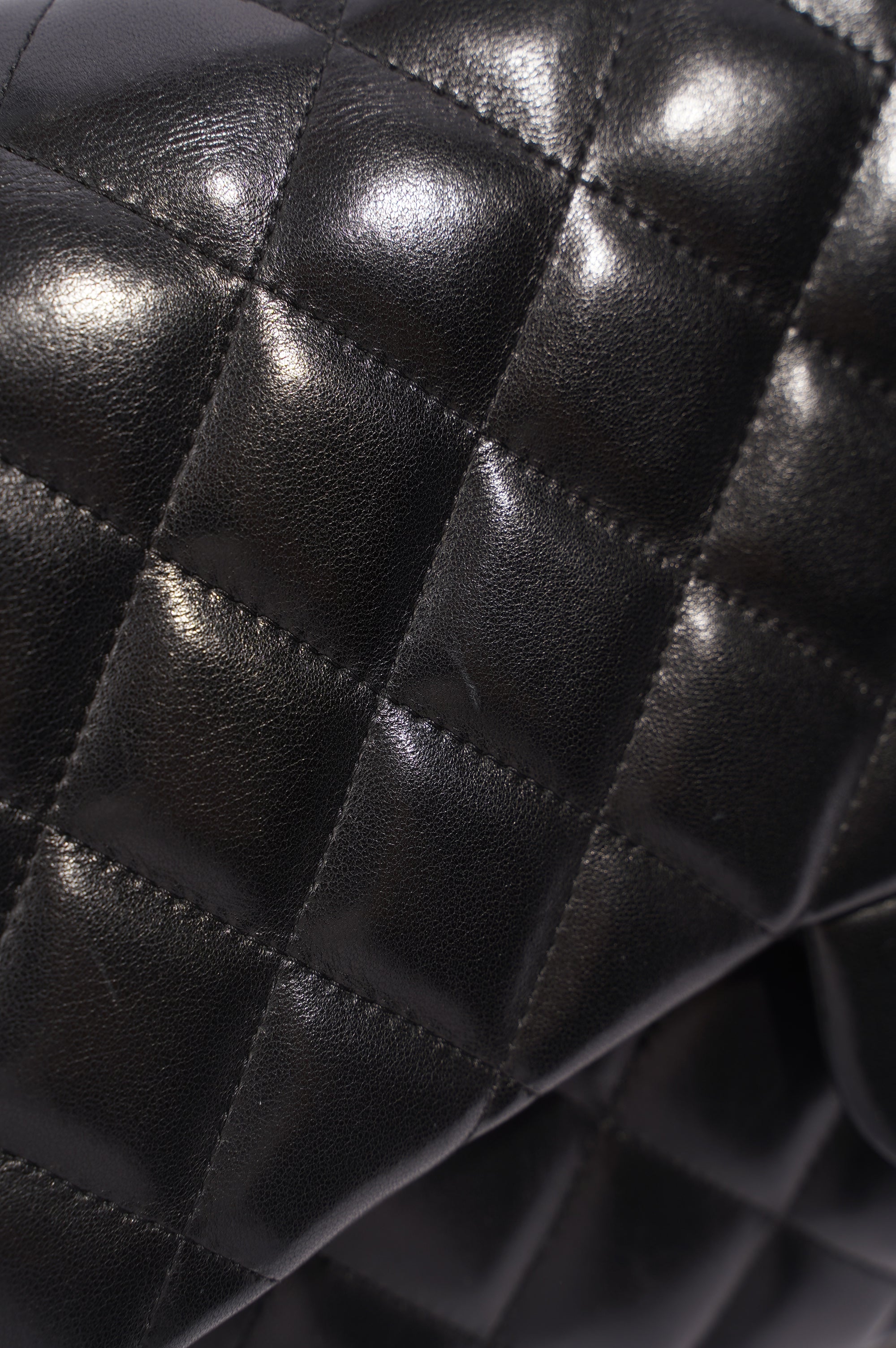Chanel Double Flap Bag Black Lambskin Leather Large