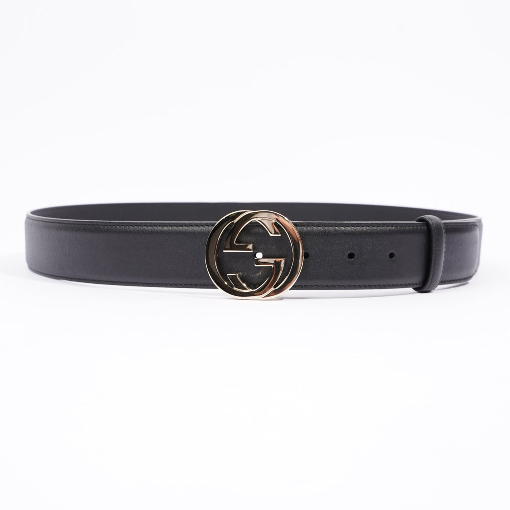 Gucci Womens Interlocking Belt Black Leather 100cm - 40"