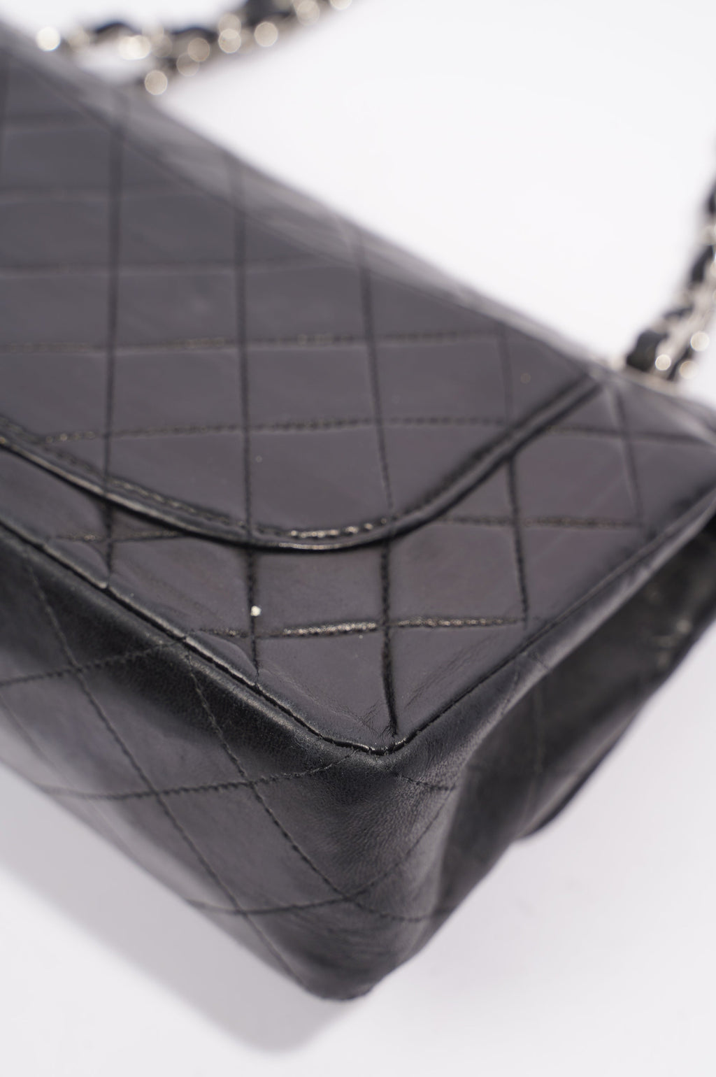 Chanel Womens Lambskin Double Flap Black Small