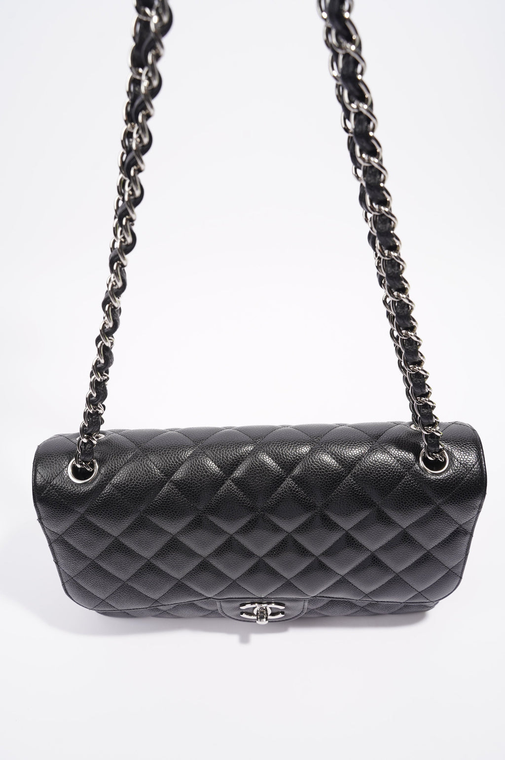 Chanel Womens Caviar Classic Double Flap Black Large