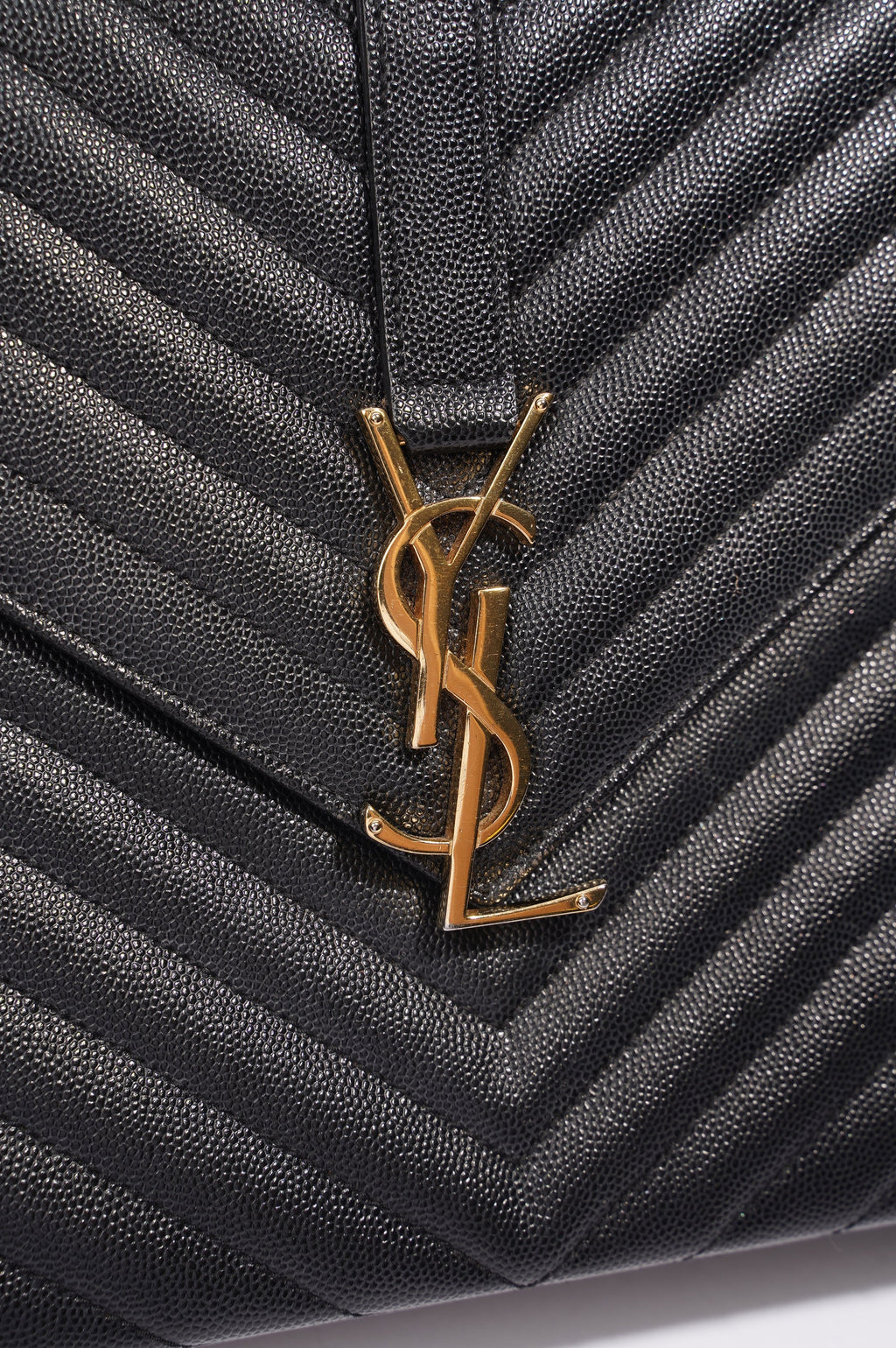 SAINT LAURENT WOMENS ENVELOPE BAG BLACK LEATHER LARGE