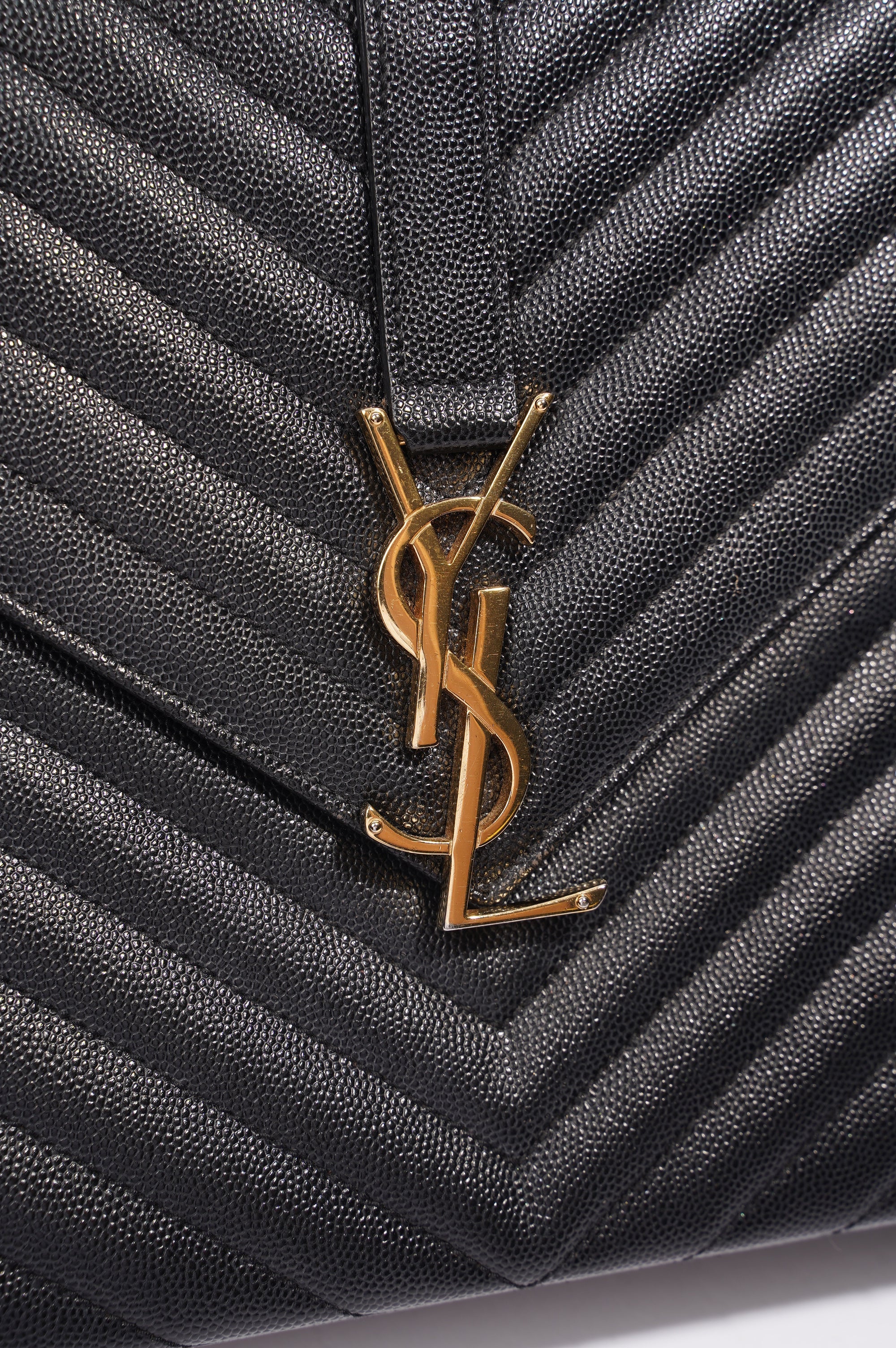SAINT LAURENT WOMENS ENVELOPE BAG BLACK LEATHER LARGE
