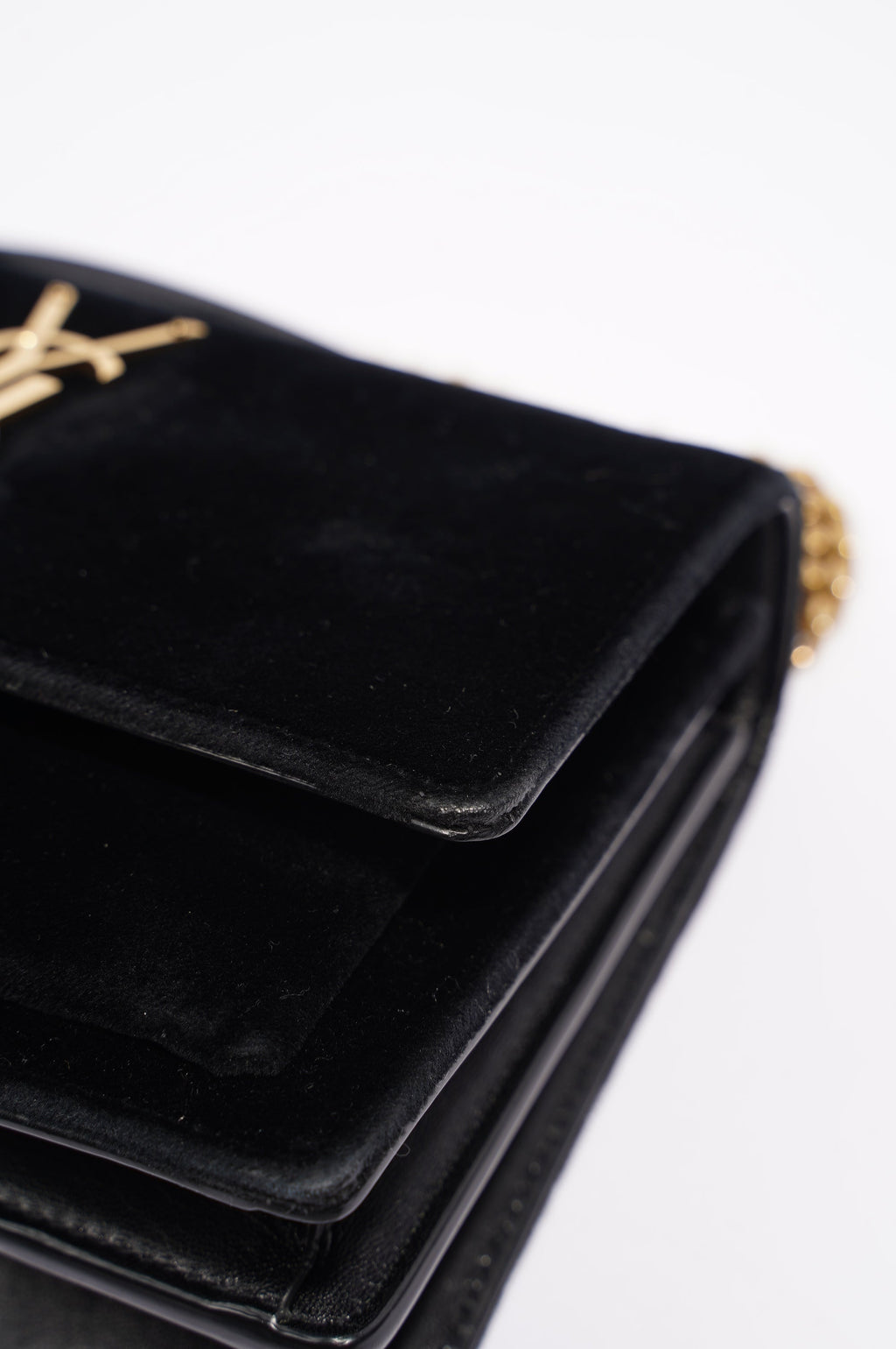 Saint Laurent Womens Sunset Black Velvet Small