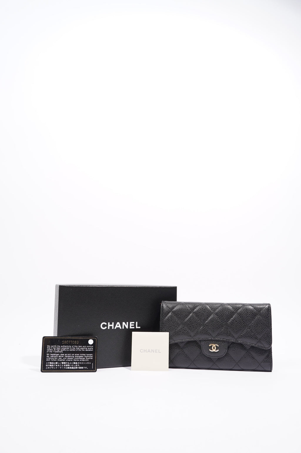 Chanel Quilted Classic Flap Wallet Black Caviar Leather