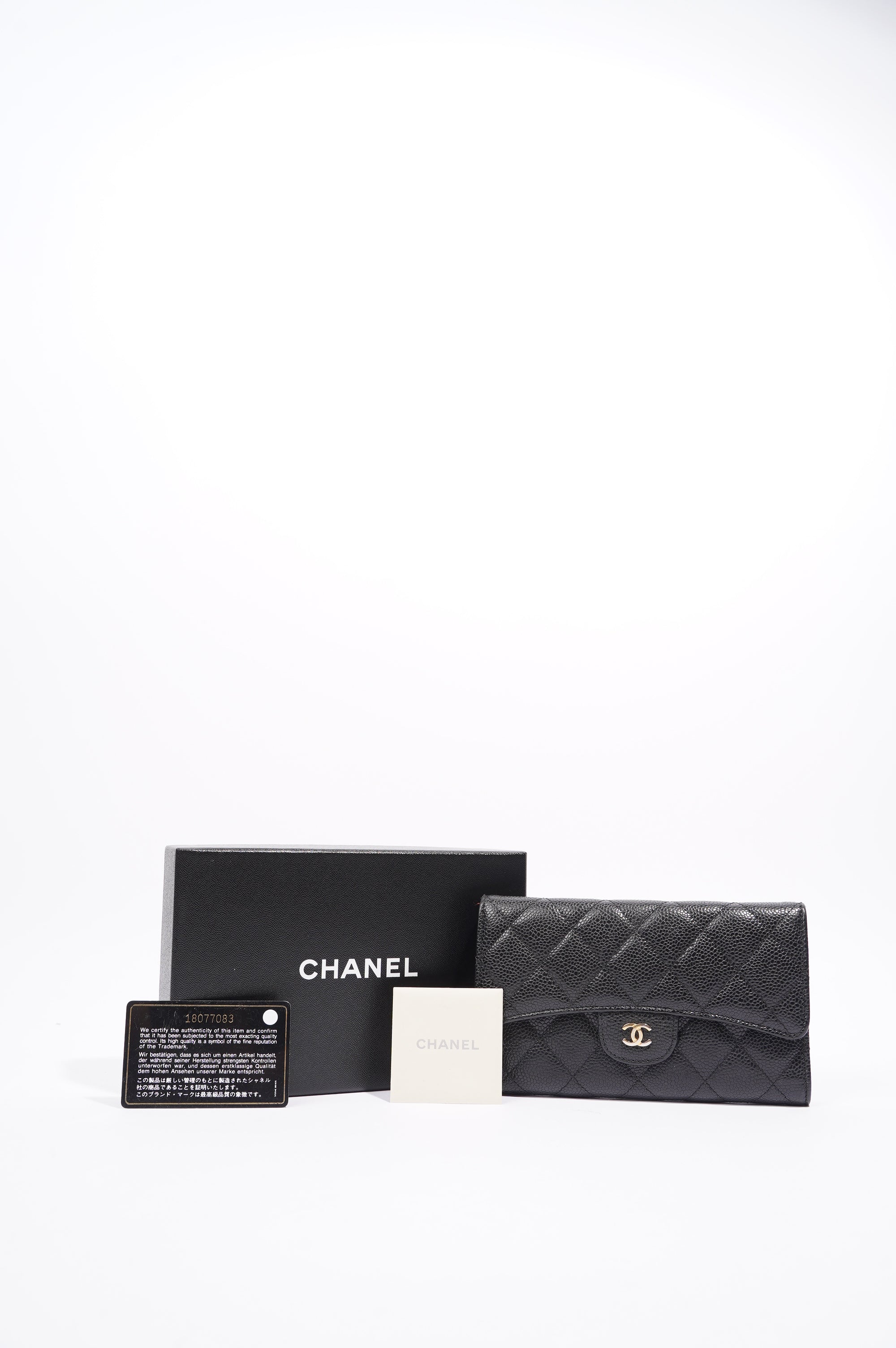 Chanel Quilted Classic Flap Wallet Black Caviar Leather