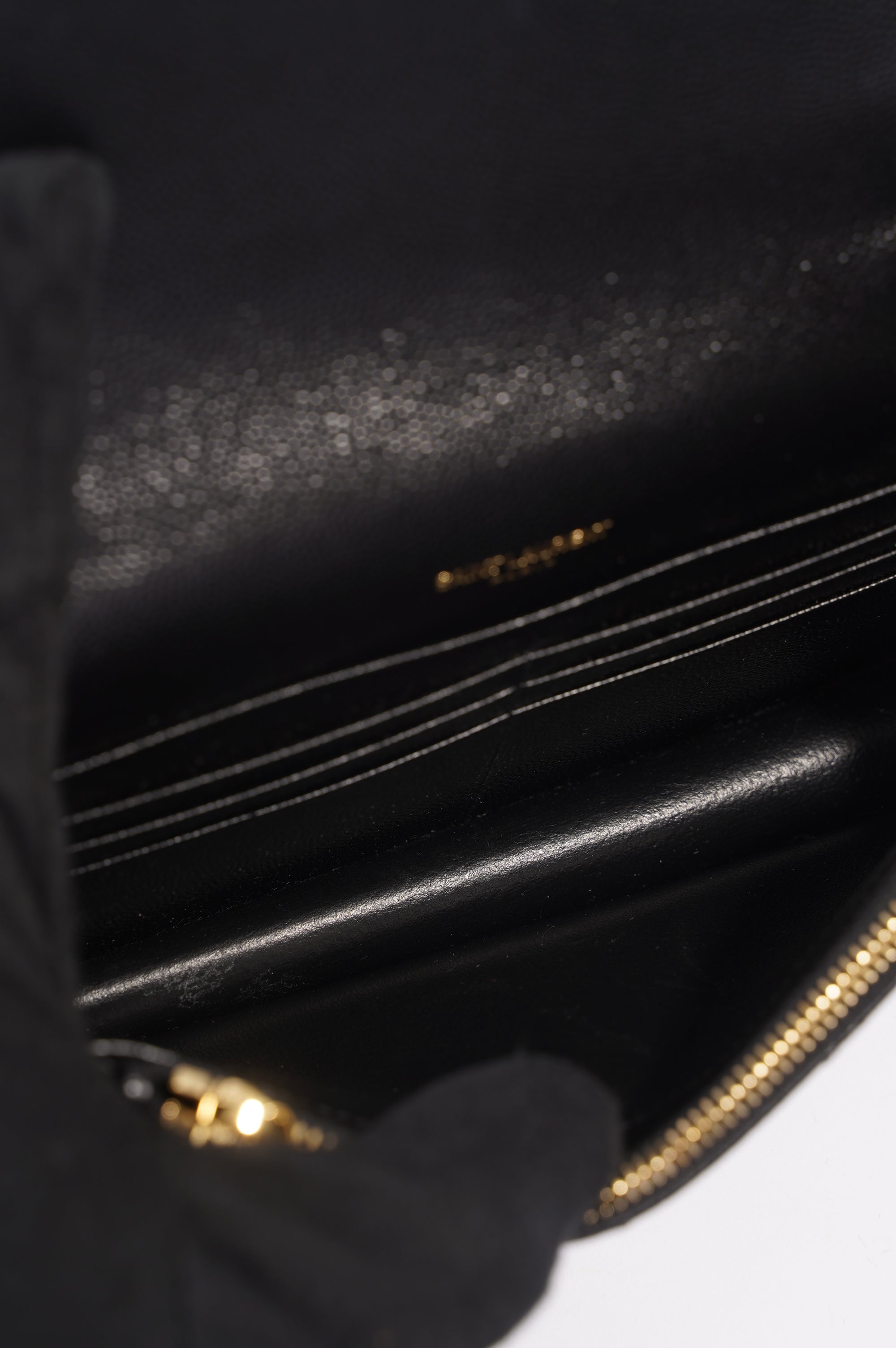 Saint Laurent Womens Cassandre Wallet on Chain Black Leather