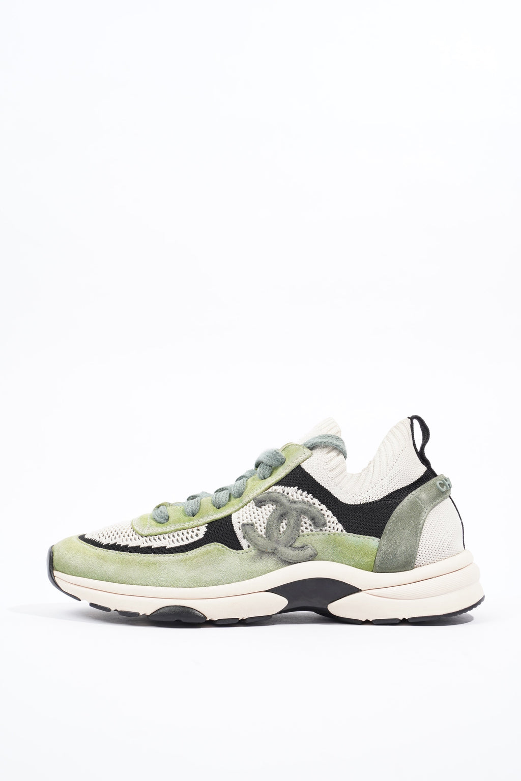 Chanel Womens CC Runner Green / Black / White EU 39.5 / UK 6.5