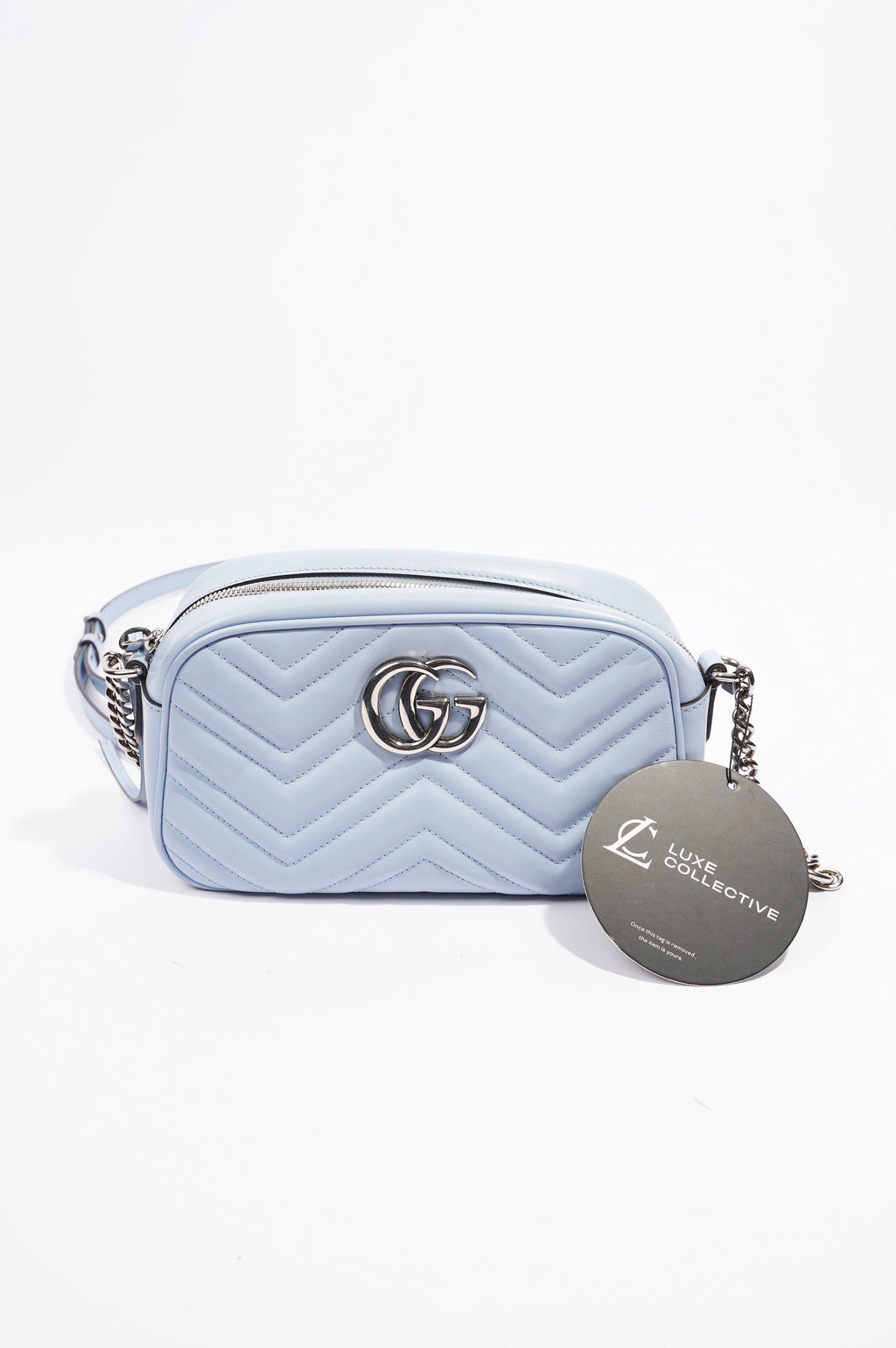 Gucci Womens Marmont Bag Blue Leather Small