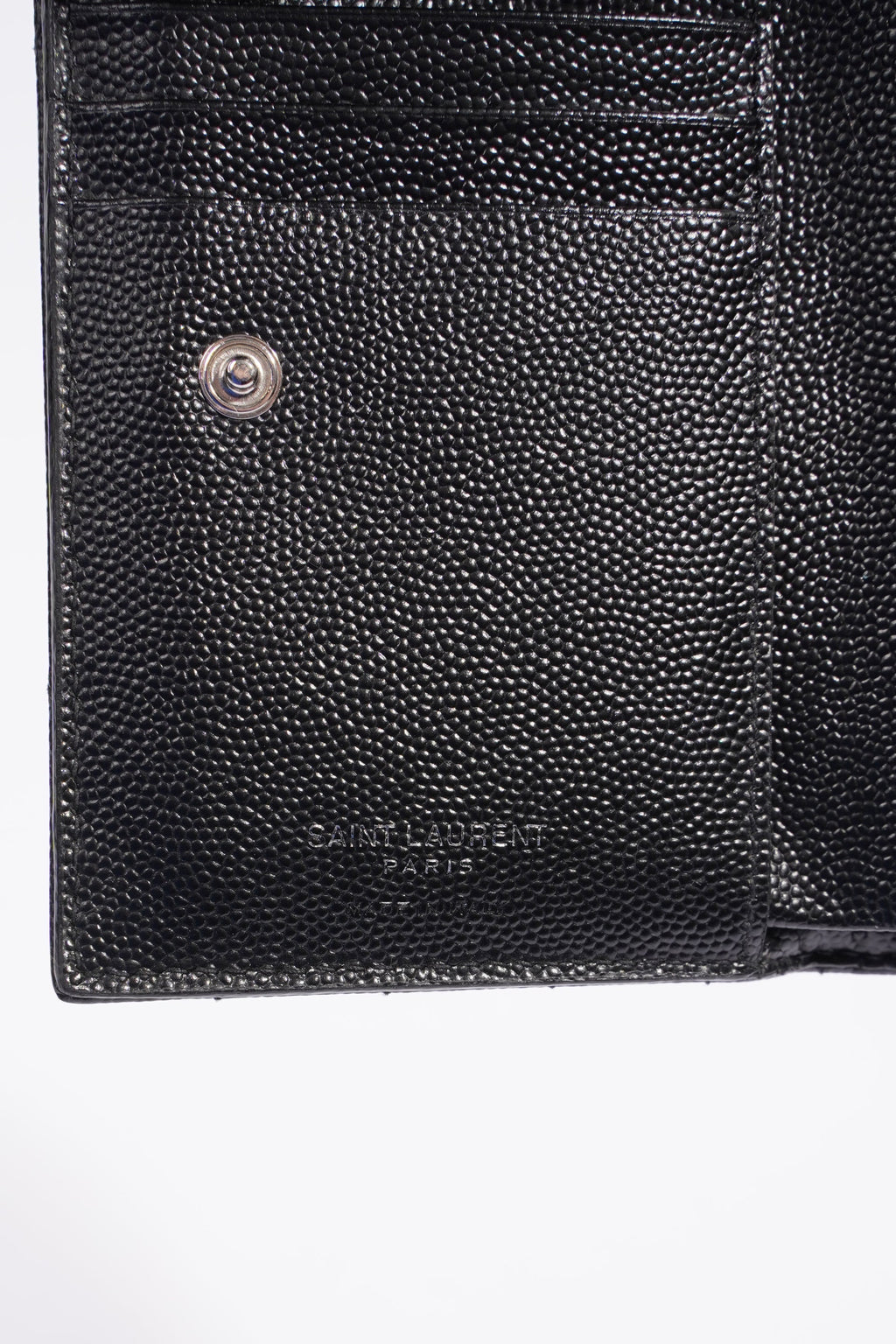 Saint Laurent Womens Quilted Bifold Wallet Black Leather Small